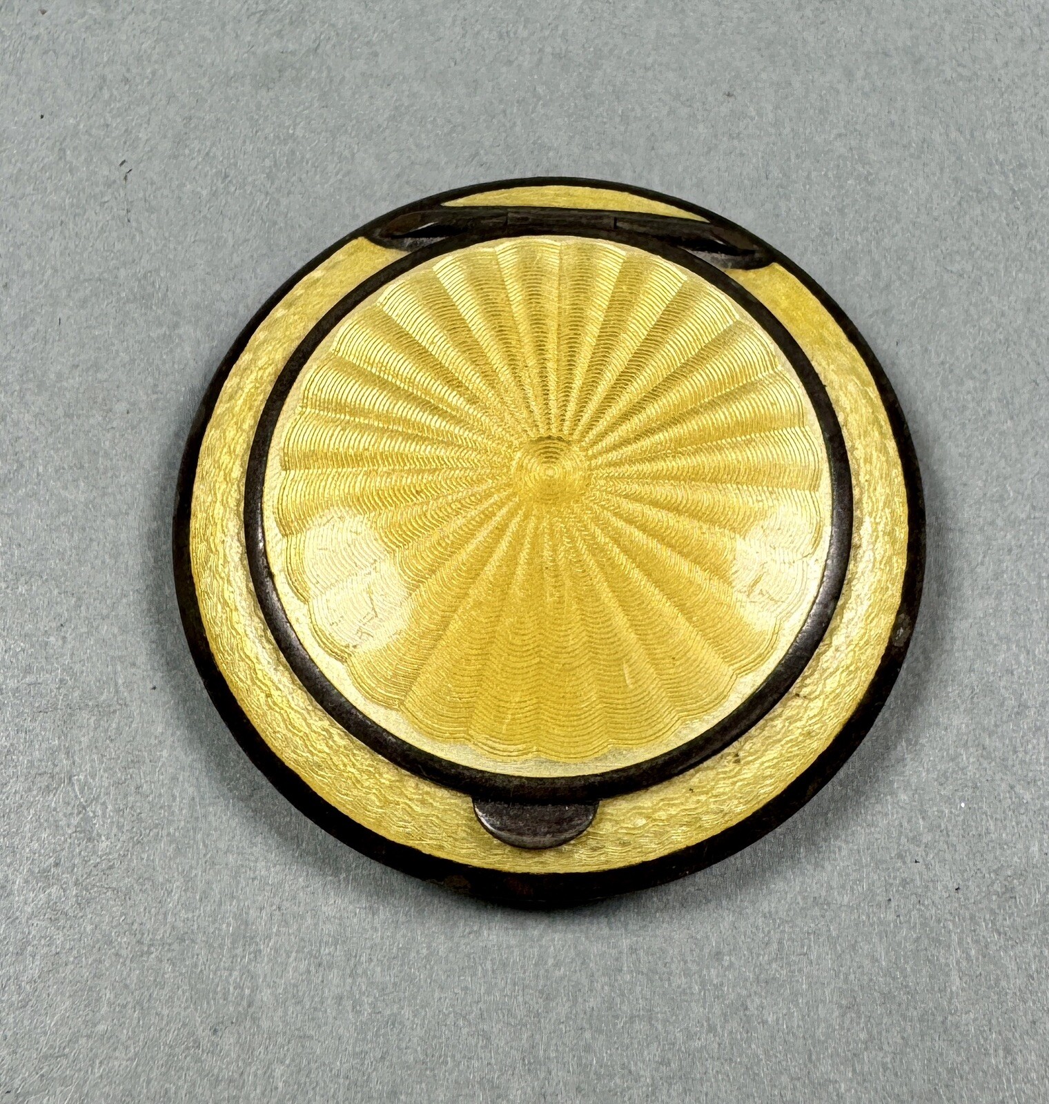Antique French Or Austrian Guilloche Enamel & Silver Mini Compact Mirror Antique French Or Austrian Guilloche Enamel & Silver Mini Compact Mirror