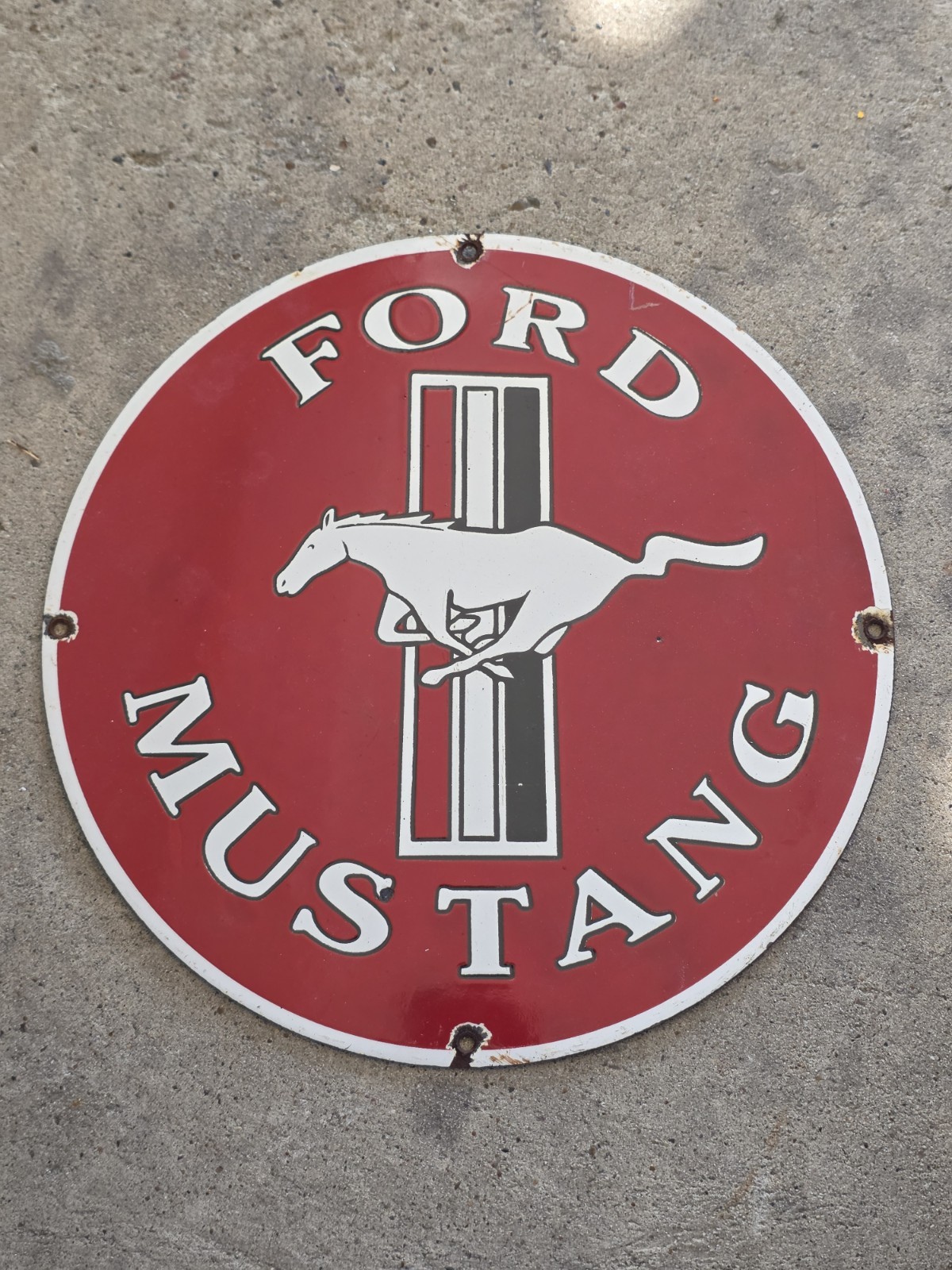 VINTAGE 1960\'S FORD MUSTANG PORCELAIN DEALERSHIP SIGN 12\ VINTAGE 1960\'S FORD MUSTANG PORCELAIN DEALERSHIP SIGN 12\