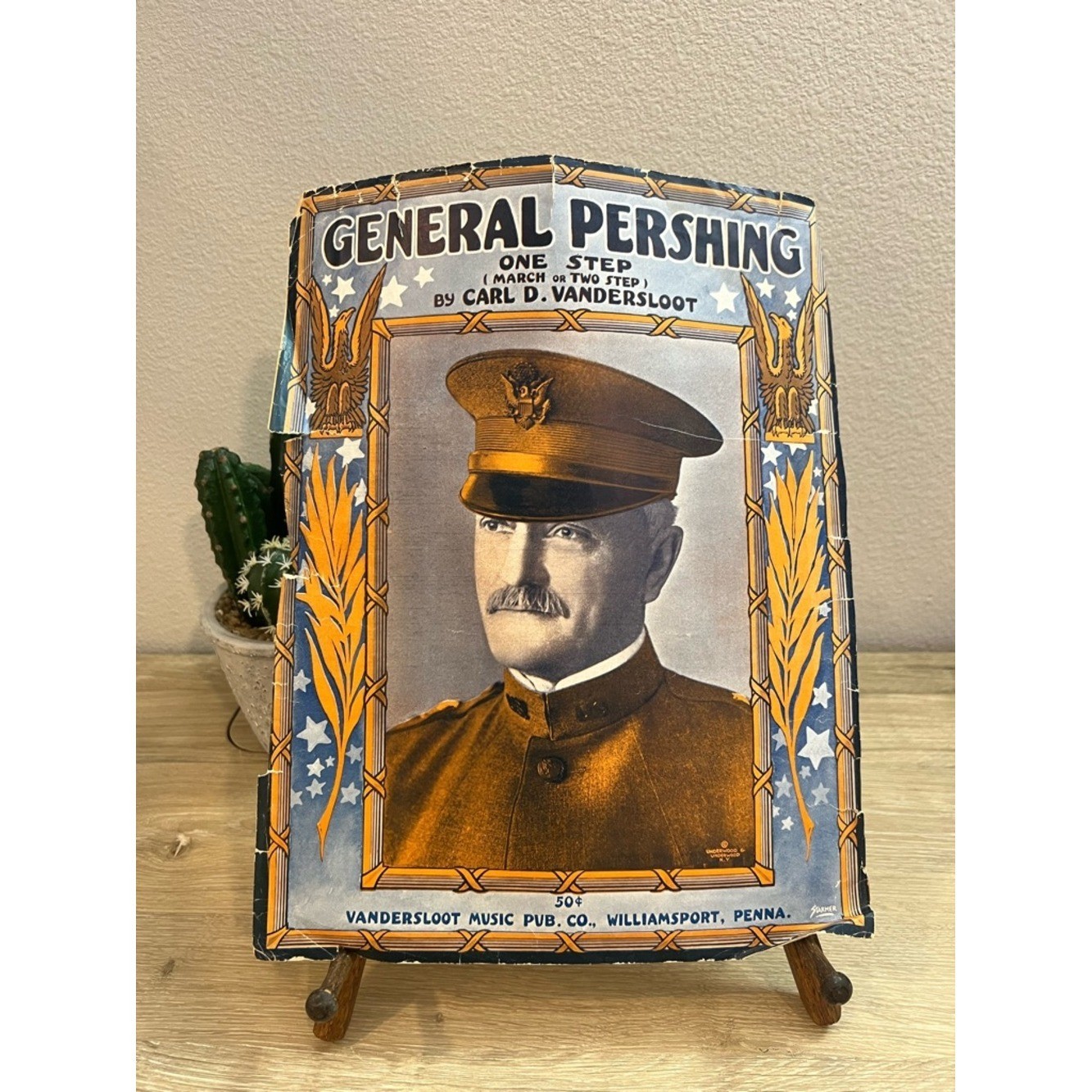 Antique 1918 General Pershing WWI Sheet Music Carl D Vandersloot Starmer