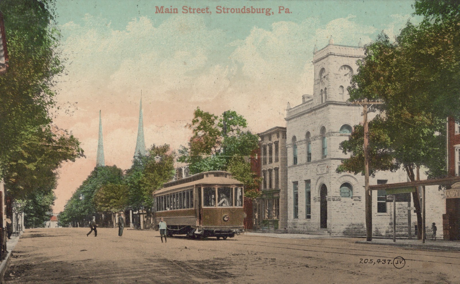 Main Street Stroudsburg PA Trolley Streetcar Postcard 1908 Valentine & Sons Main Street Stroudsburg PA Trolley Streetcar Postcard 1908 Valentine & Sons