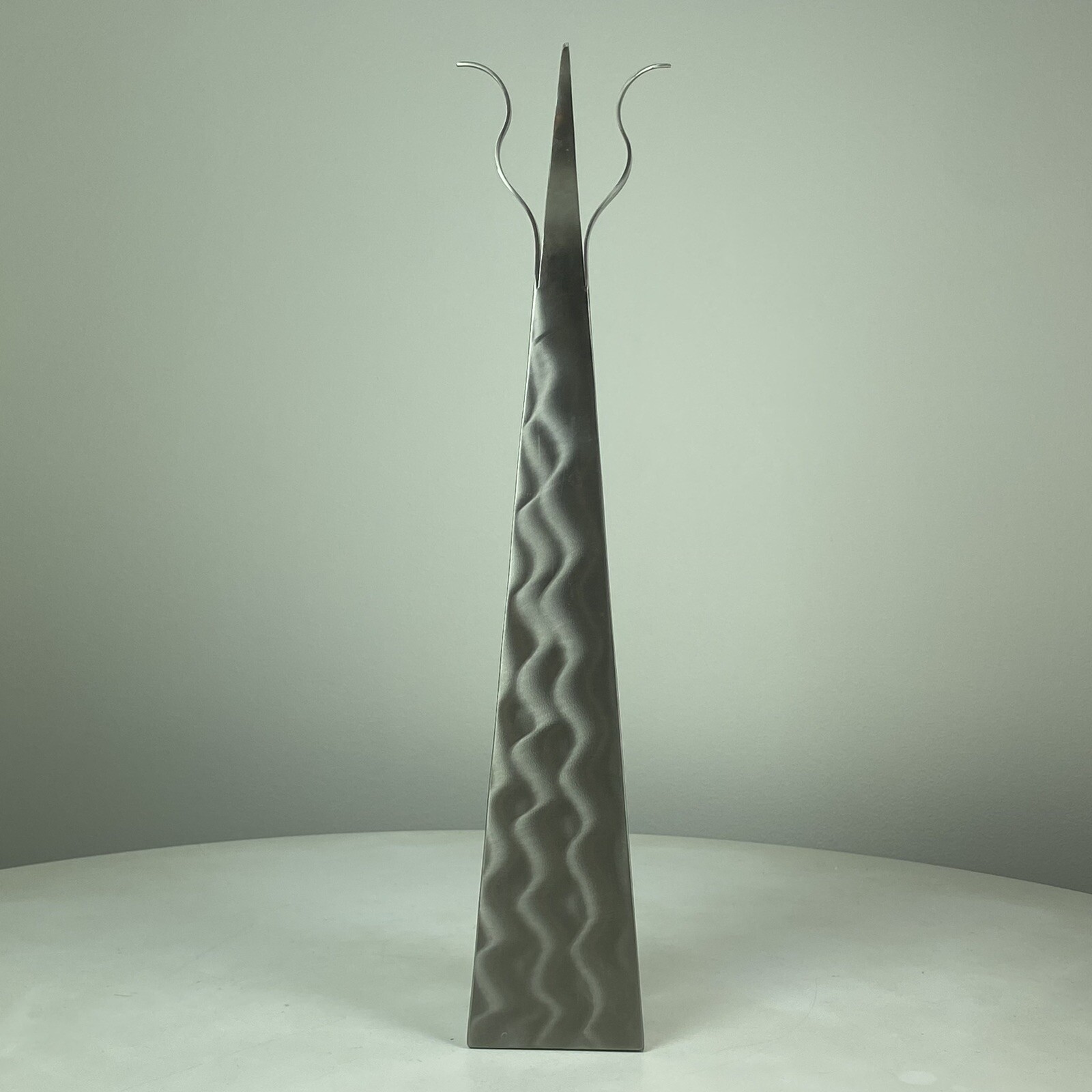 Brushed Stainless Steel Handmade Artist Post Modern Sculptural Vase Signed 2003