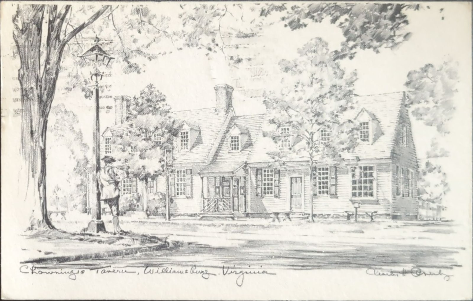Chowning's Tavern Williamsburg Virginia Postcard 1960s Postmarked