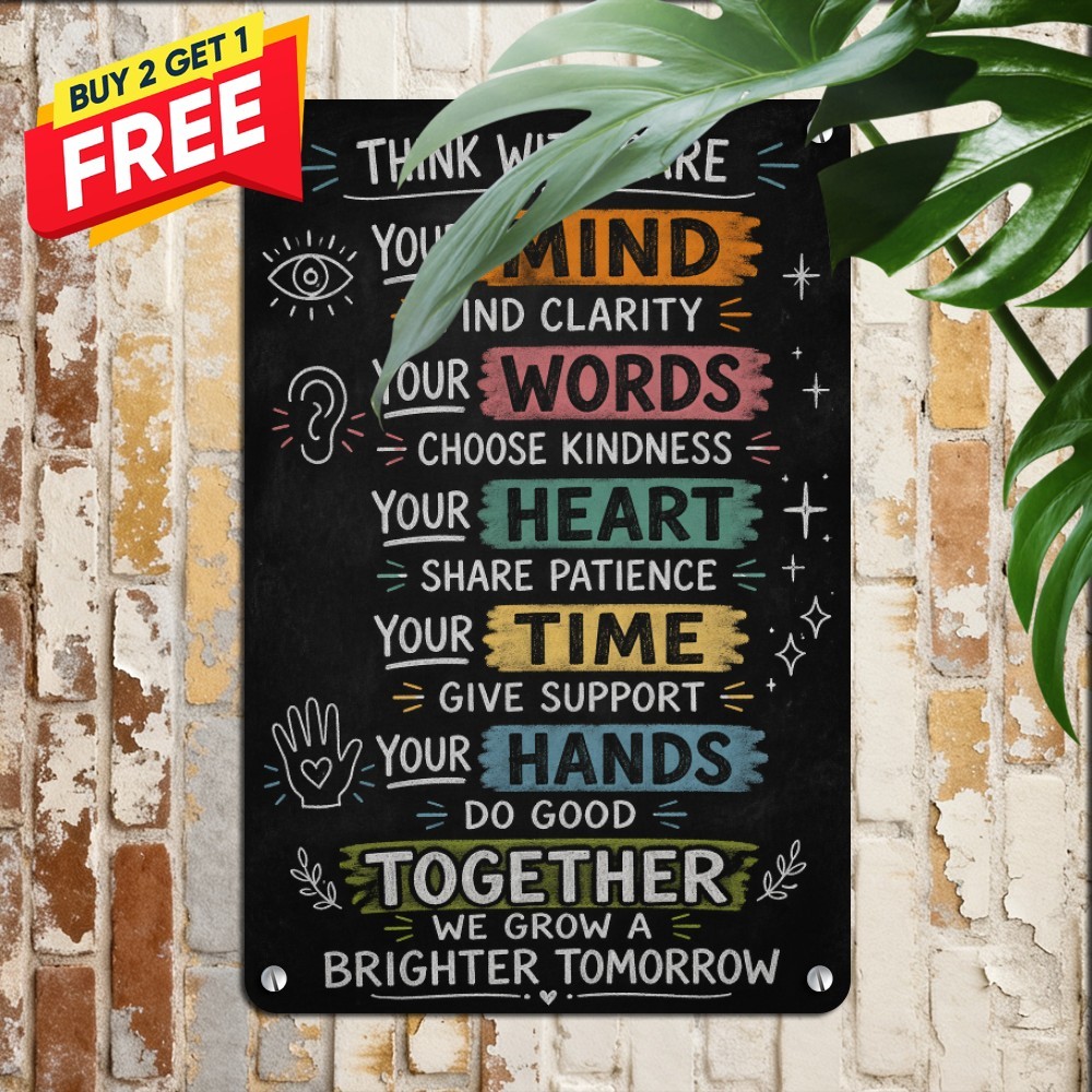 Classroom Kindness Values Chalkboard 8x12 School Teacher Tin Metal Wall Plaque