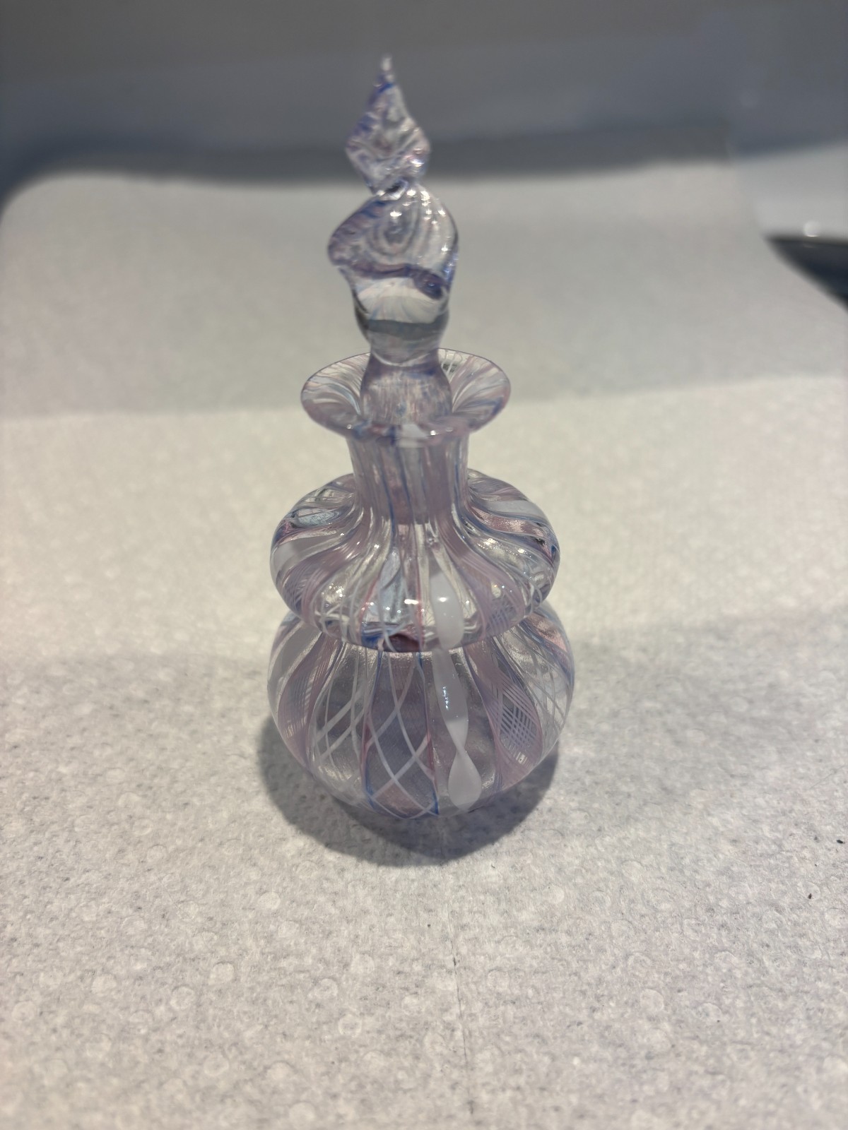 Antique Murano Latticino Amethyst Perfume Bottle with stopper.