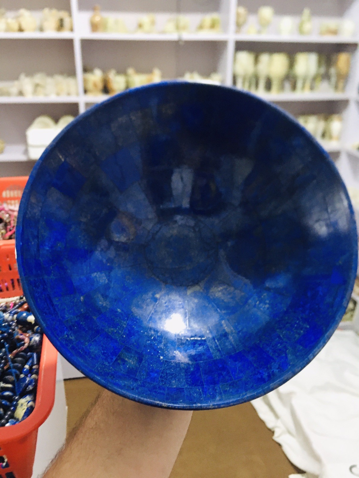 Large Handcrafted Lapis Lazuli Bowl Genuine Gemstone Big Size