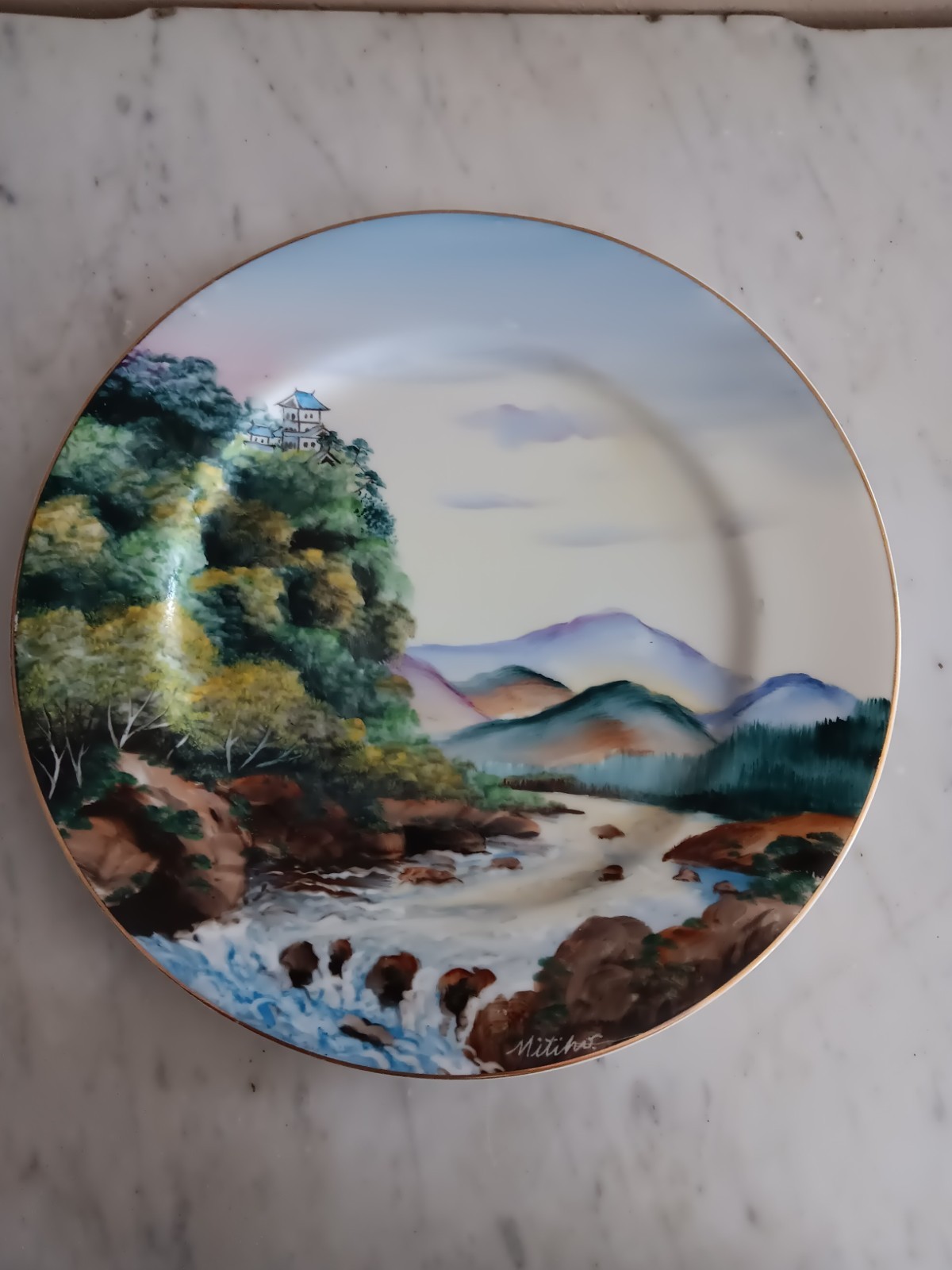 Occupied Japan Handpainted Plate Signed Mitiko Occupied Japan Handpainted Plate Signed Mitiko