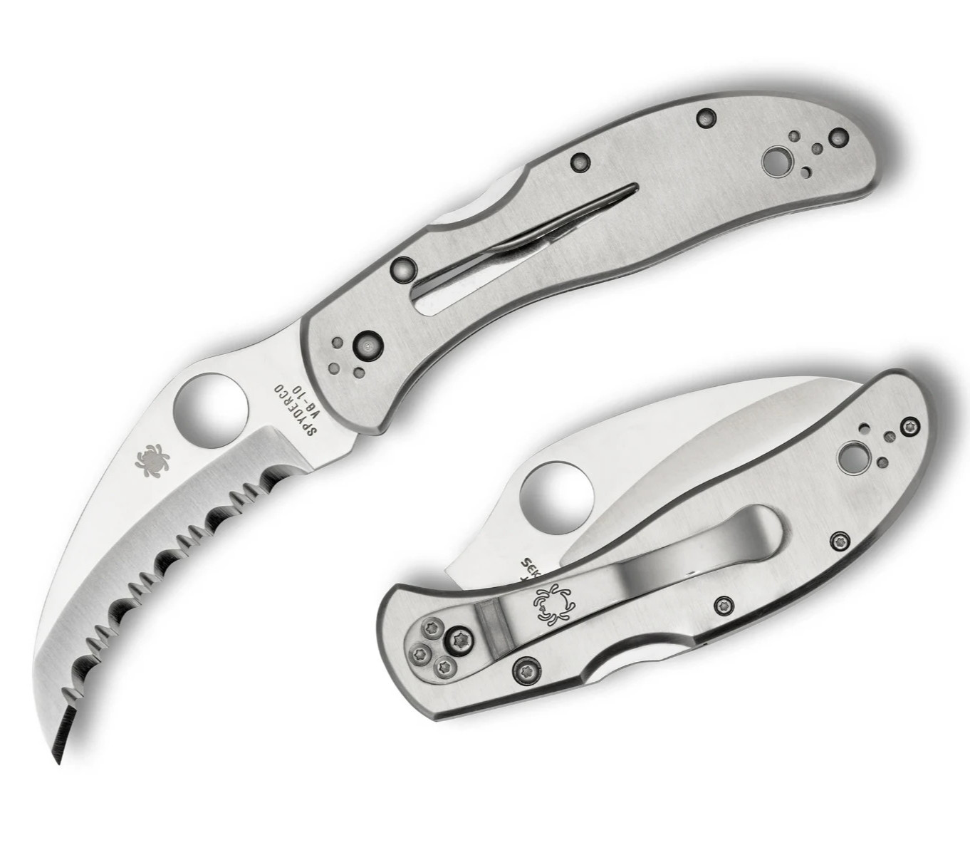 Spyderco Harpy VG-10 Satin Serrated Hawkbill Blade Stainless Steel Handles C08S Spyderco Harpy VG-10 Satin Serrated Hawkbill Blade Stainless Steel Handles C08S