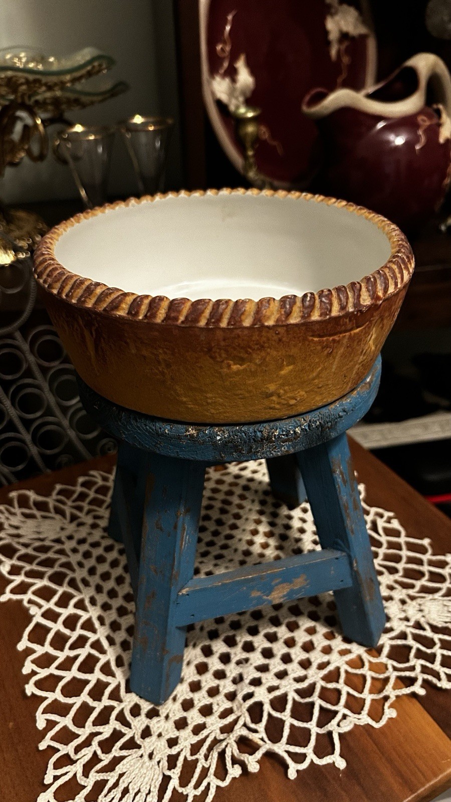Antique Charles Pillivuyt Mehun France Porcelaines a Feu Yellow Bowl Rope Rim 7\ Antique Charles Pillivuyt Mehun France Porcelaines a Feu Yellow Bowl Rope Rim 7\