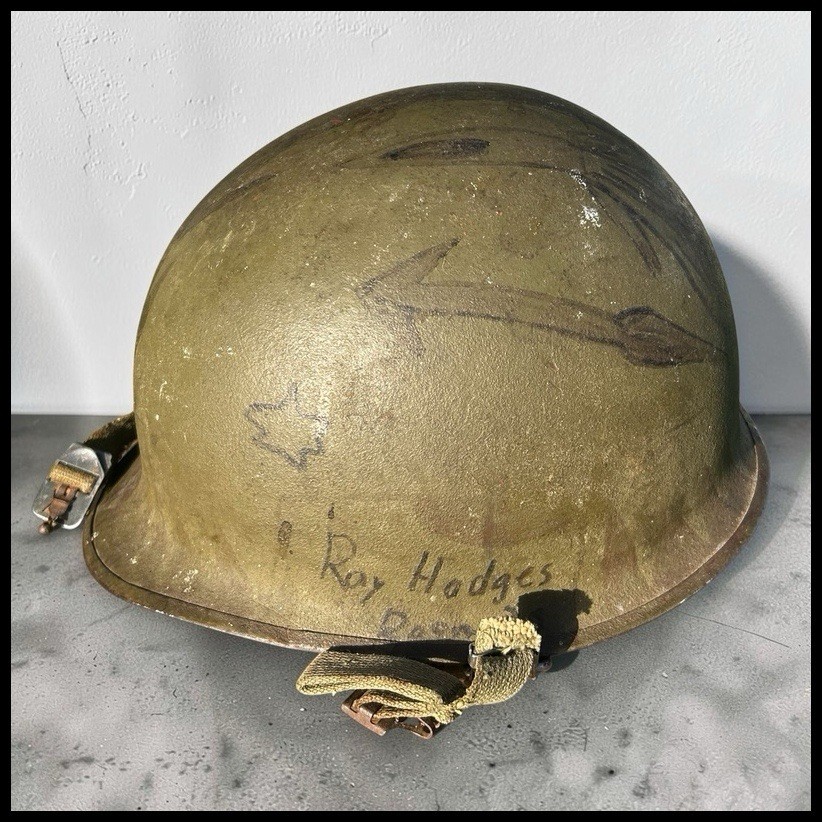 Vintage US Vietnam War M1 Steel Combat Helmet Name Ray Hodges Doom 20 Trench Art Vintage US Vietnam War M1 Steel Combat Helmet Name Ray Hodges Doom 20 Trench Art