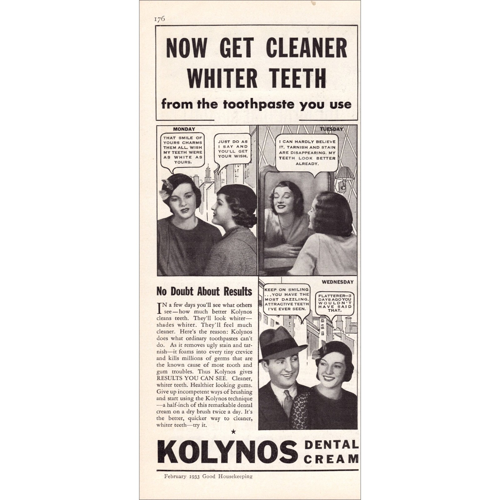 1933 Kolynos Dental Cream Original Vintage Print Ad