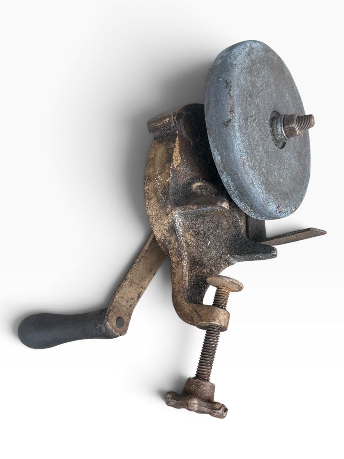 Vintage Craftsman Hand Crank Bench Grinder Clamp On Sharpening Wheel