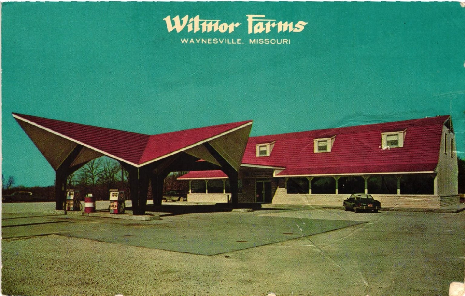 Witmor Farms Waynesville Missouri Gas Station Restaurant Postcard Chrome