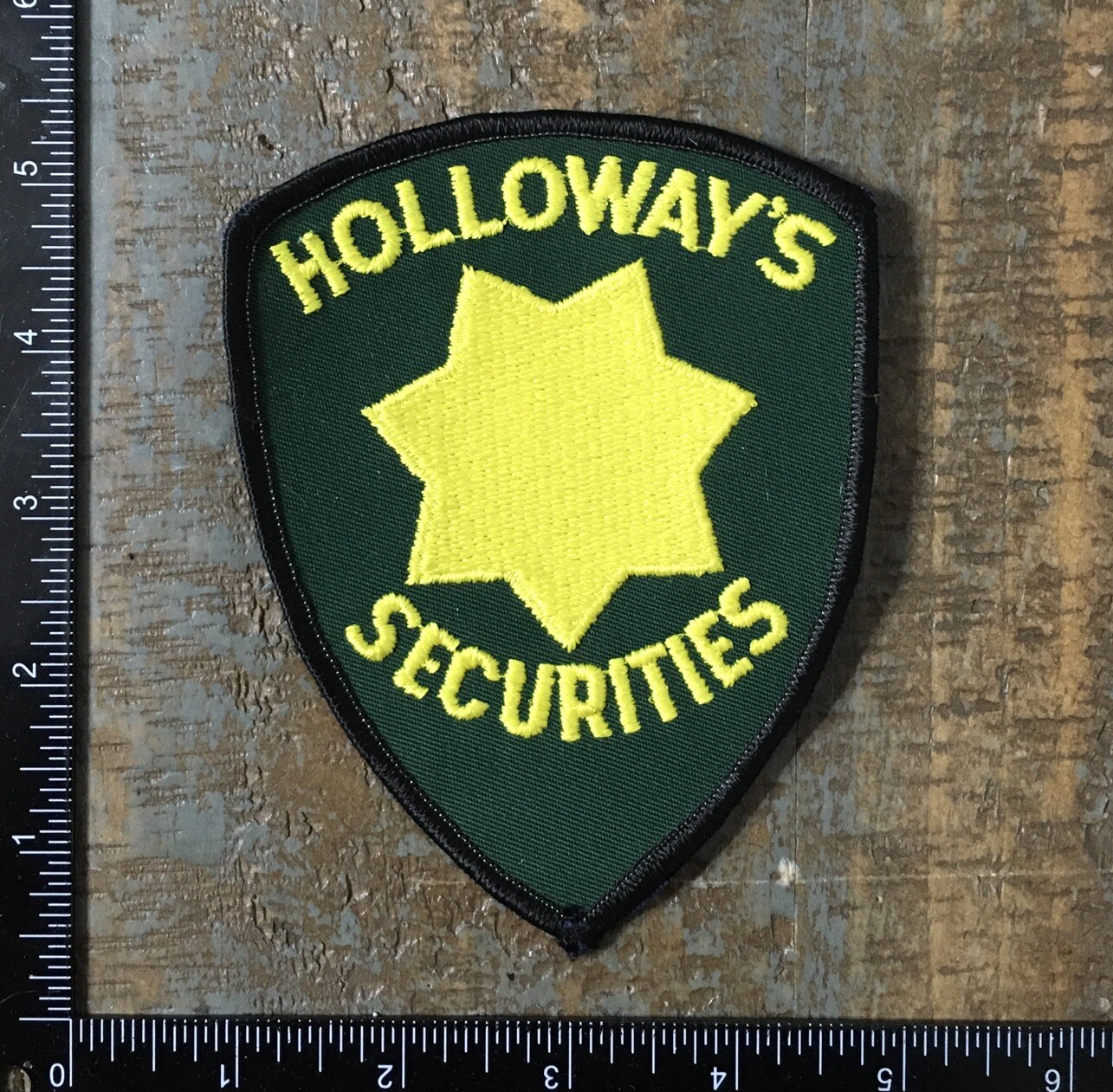 Vintage HOLLOWAY’S SECURITIES Security Company Logo Embroidered Iron-On Patch