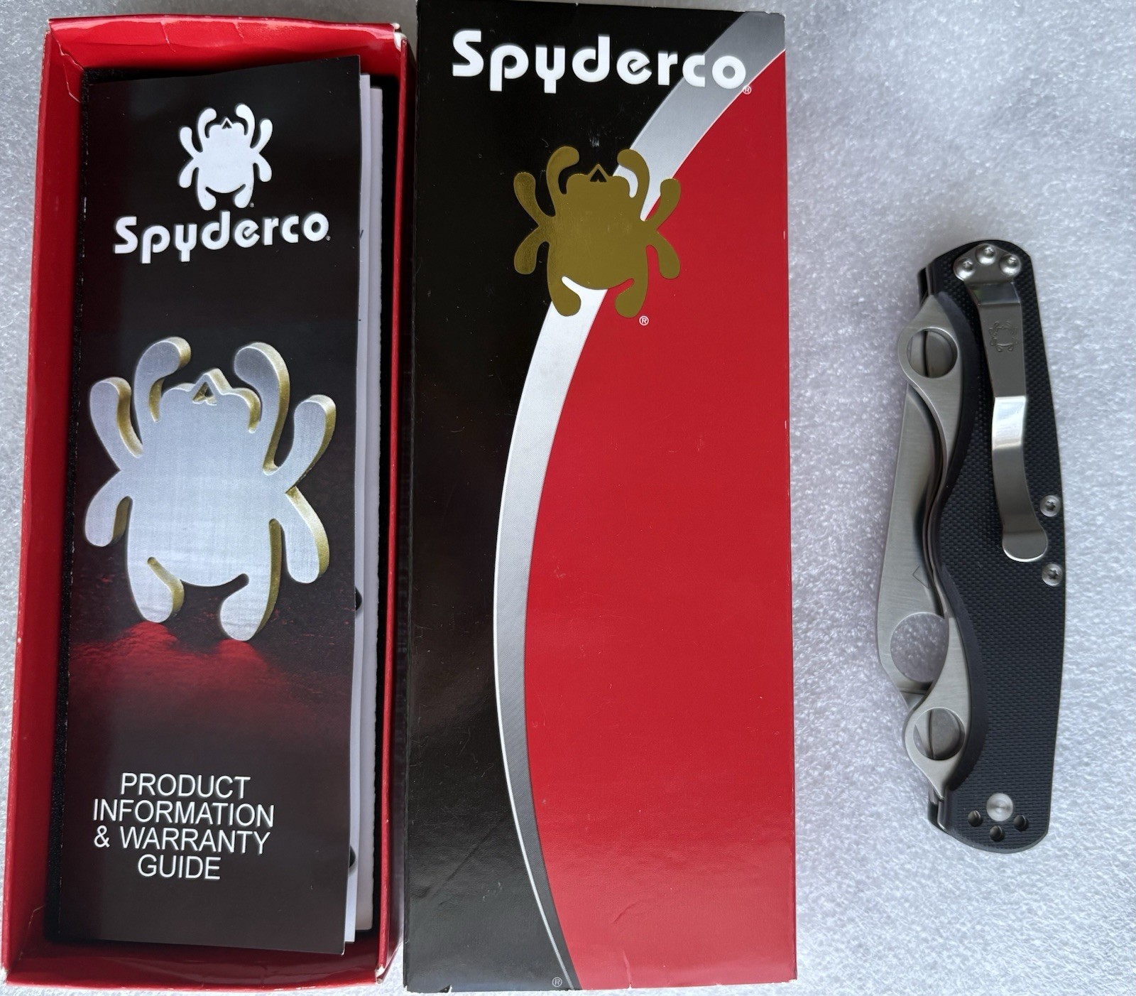 Spyderco (three) CLIPITOOL Knife C208GP NIB G10 Black Scales with info pamphlet