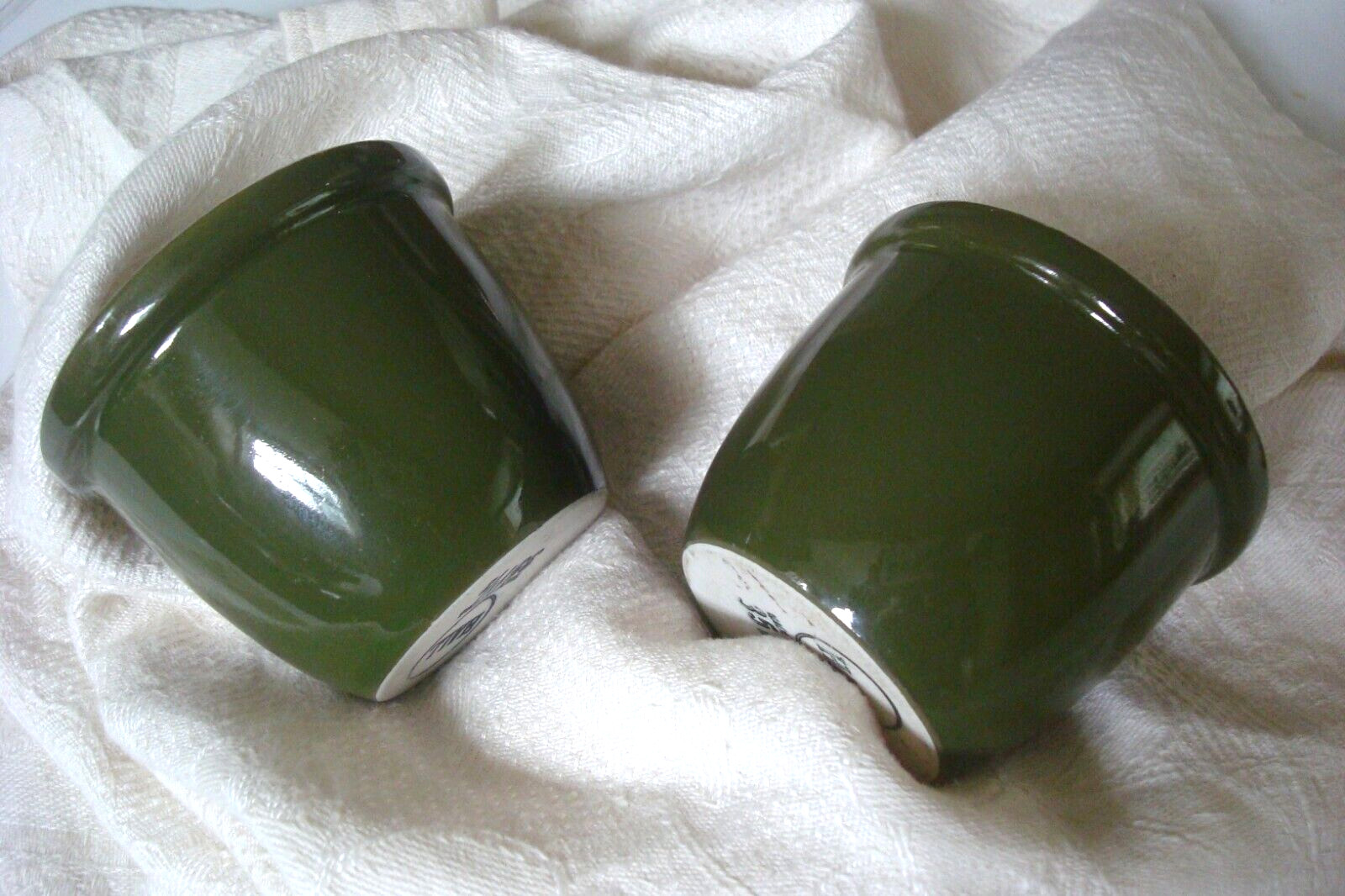 2-PC Vintage Hall Pottery USA Green Custard Baking Ramekin Cooking Cups 351 ½