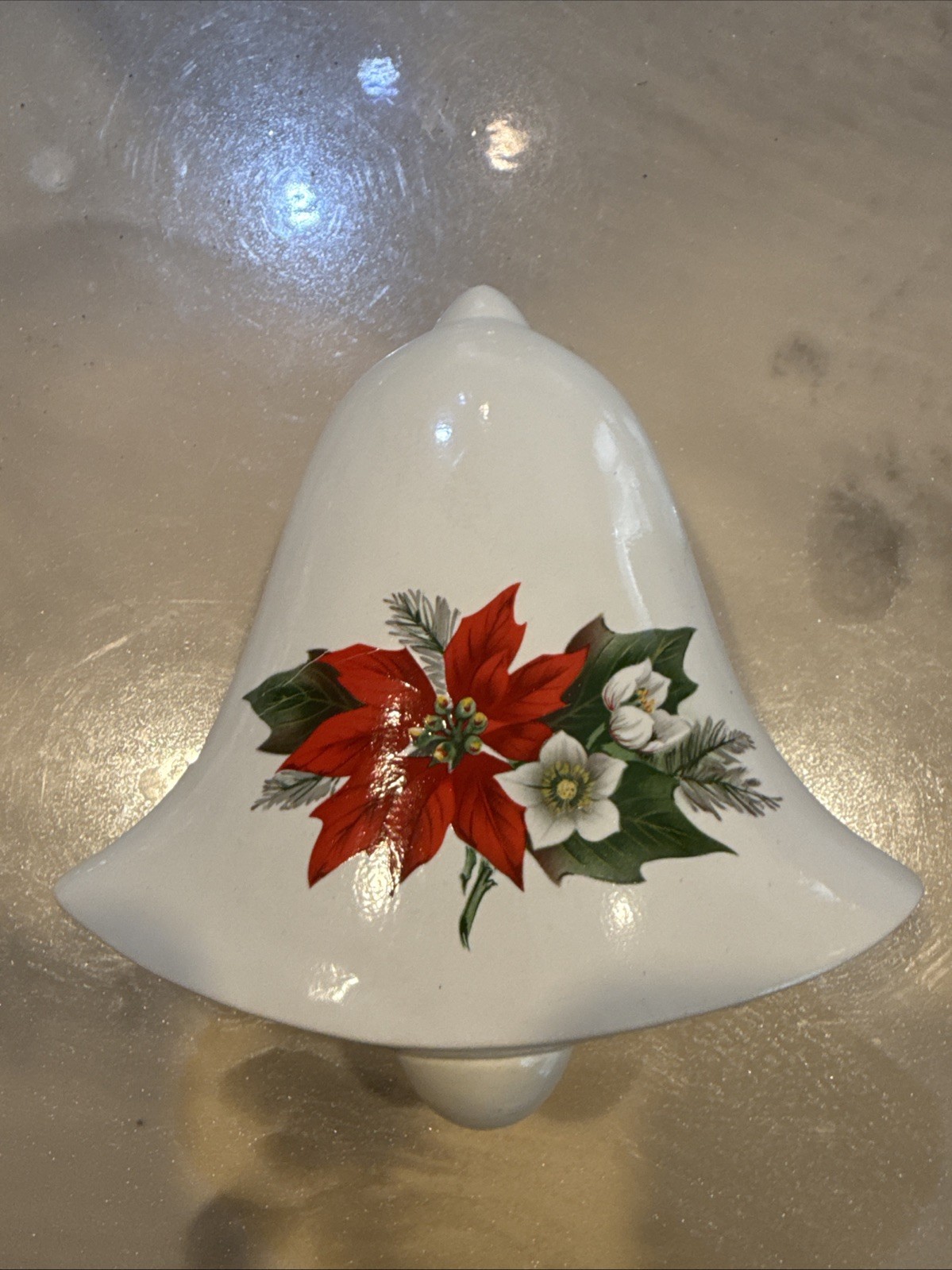 Ceramic Bell Shaped Christmas Candy Trinket Dish with Lid Signed
