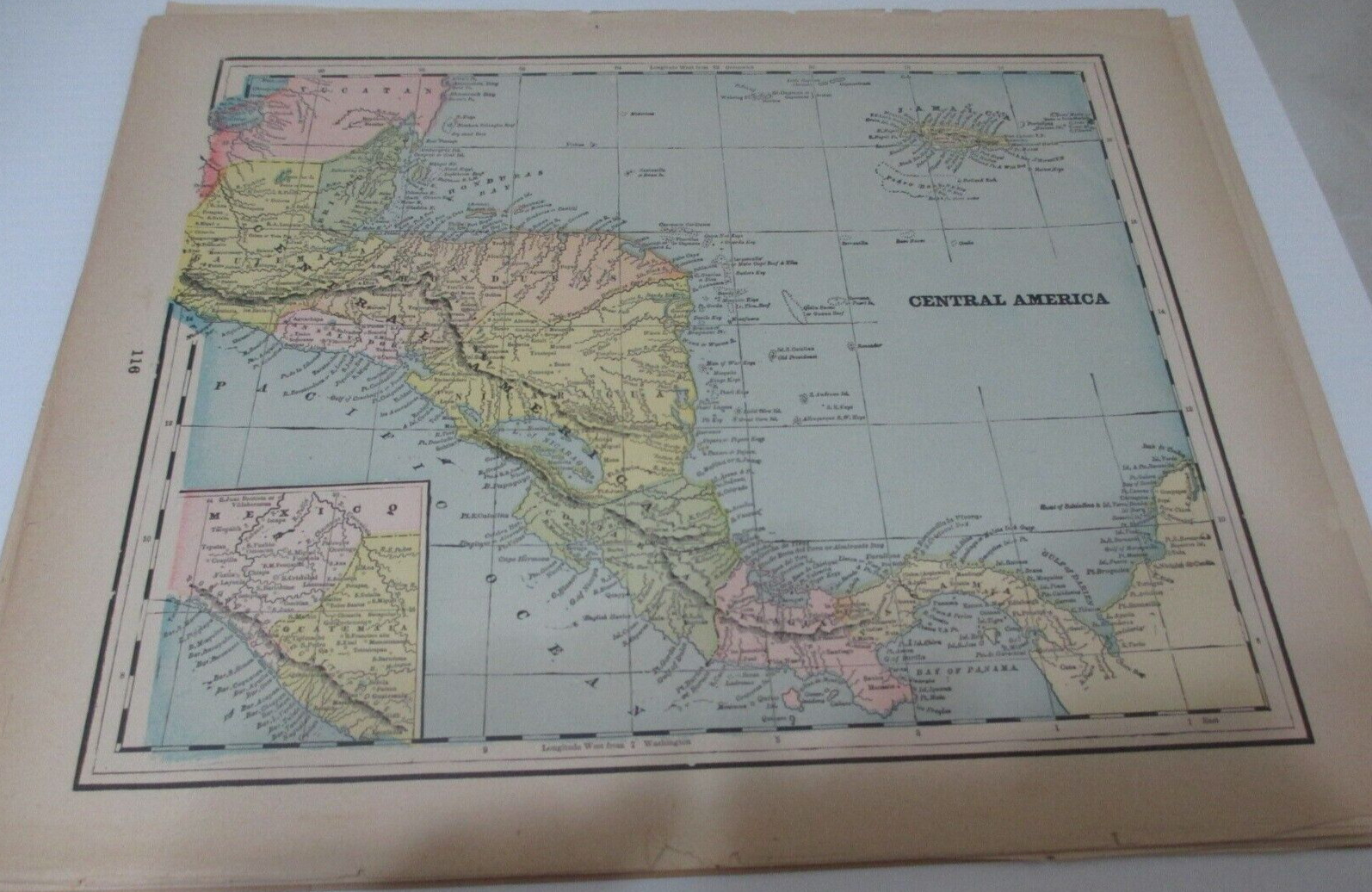 ANTIQUE MAP OF CENTRAL AMERICA CRAM'S ATLAS 1905 11.5 X 14.5 ANTIQUE MAP OF CENTRAL AMERICA CRAM'S ATLAS 1905 11.5 X 14.5