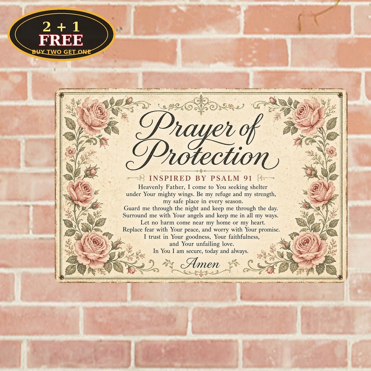 Religious Protection Prayer Psalm Scripture Verse Metal Tin Sign Decor