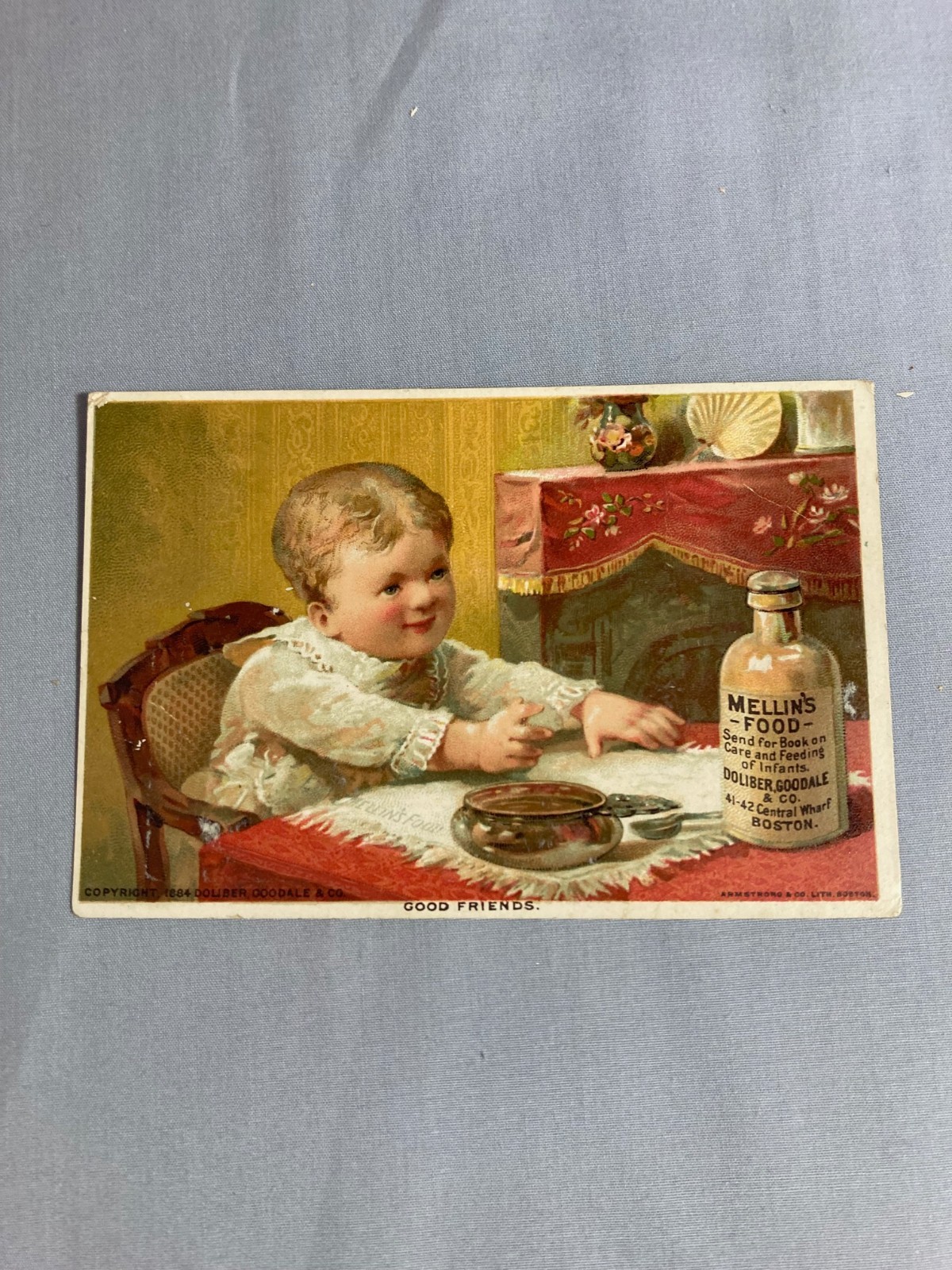 Mellins Food Victorian Trade Card Antique Baby Eating