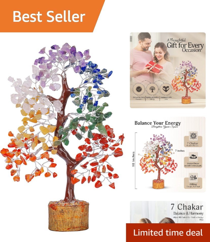 Artisan Seven Chakra Tree with Silver Wires - Spiritual Home & Office Decor