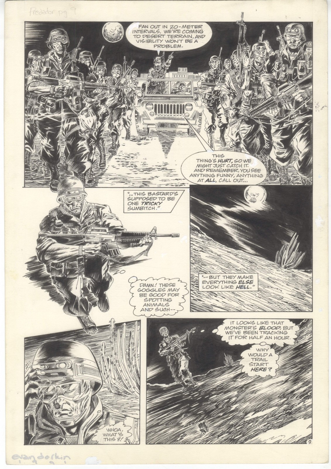 Predator: Big Game #3 pg 11 Original Comic Art by Evan Dorkin + Bonus