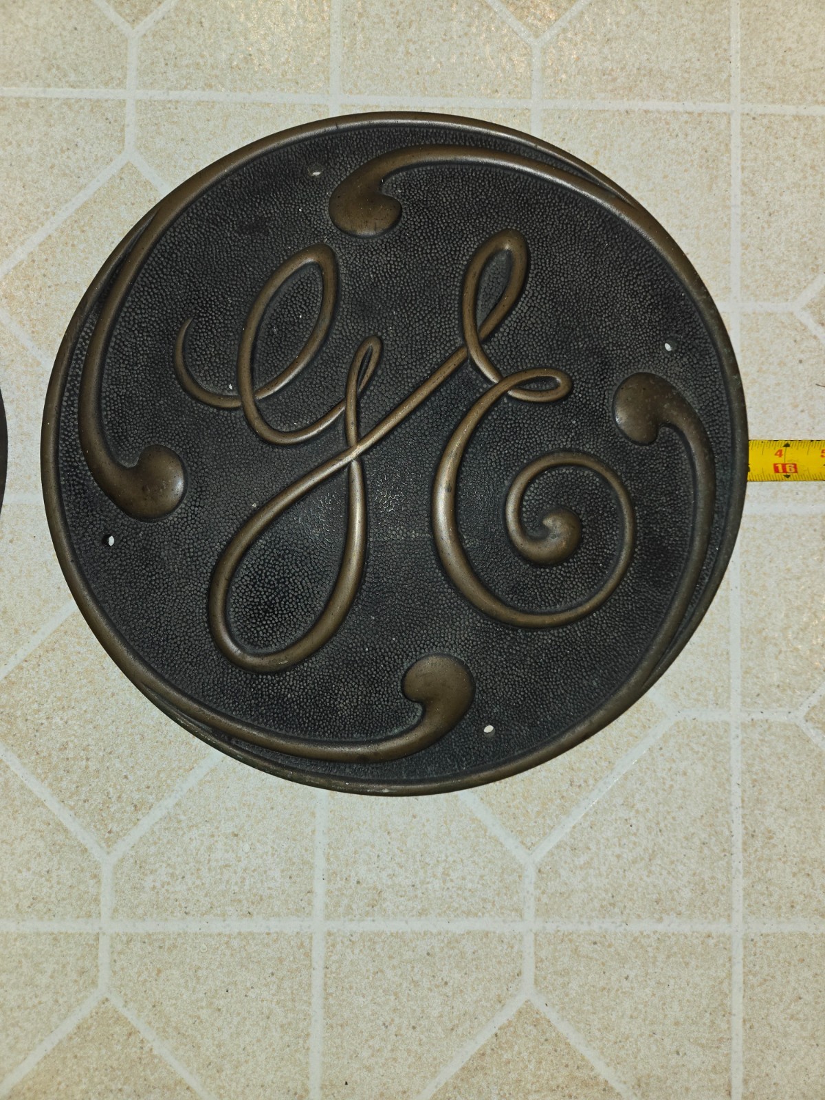 Antique General Electric Locomotive Brass emblem Badge GE RR Train plaque sign