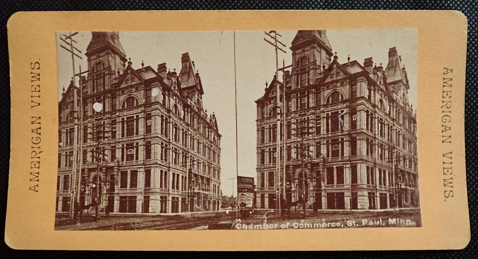 ANTIQUE Real Photo American Views Stereoview Chamber of Commerce St Paul Minn