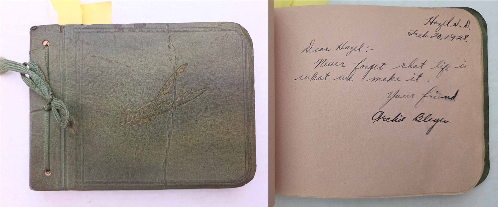 1928 antique AUTOGRAPH ALBUM hazel sd HAZEL TEIRD? SCHOOL FRIENDS genealogy