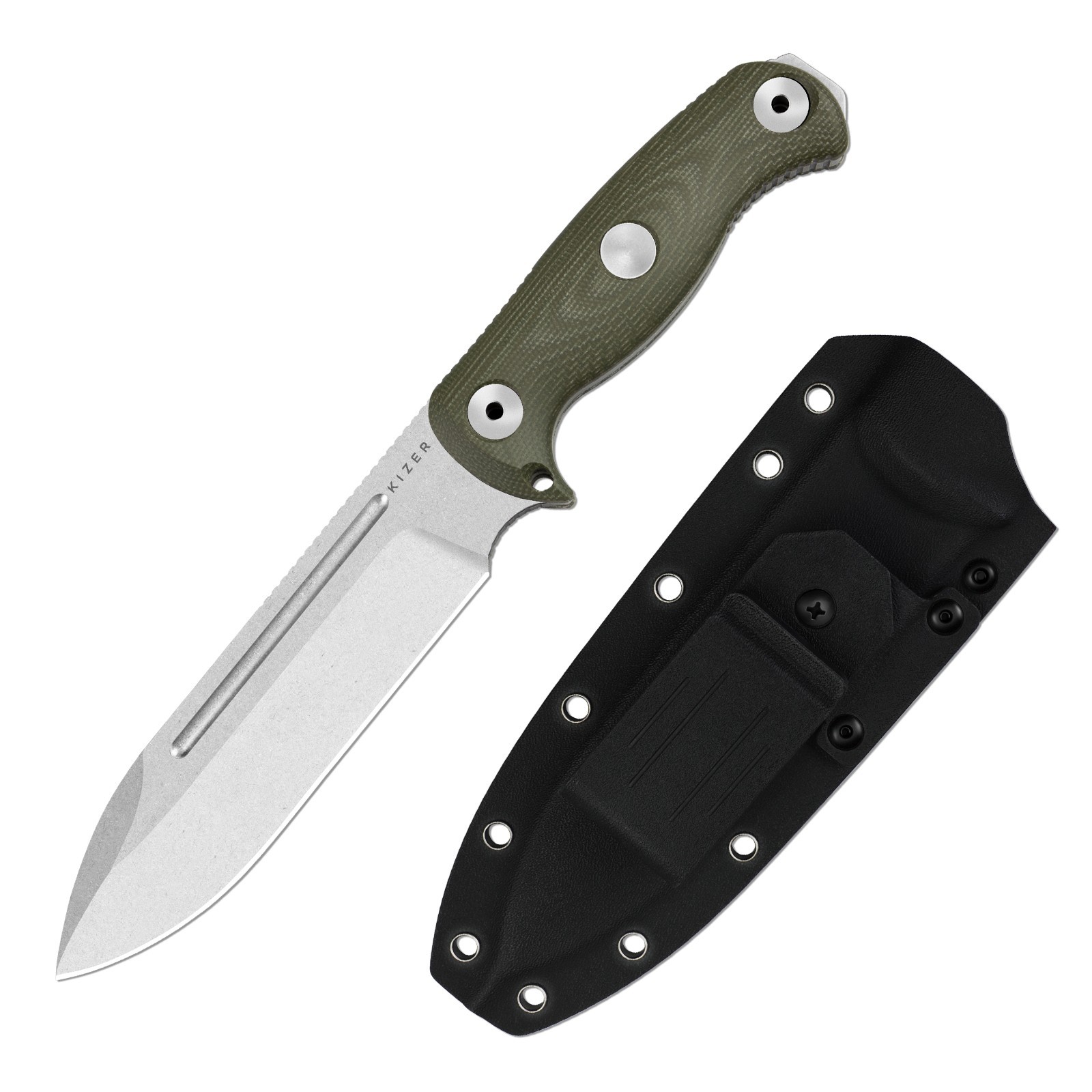 Kizer Drop Bear Fix 7 Fixed Knife AEB-L Blade Micarta Handle Survival Big Size