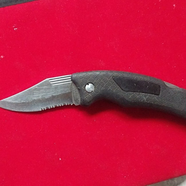 Schrade+ SCH7 LST 1993 Pocketknife Black Plastic Handle SS Serr Clip Liner