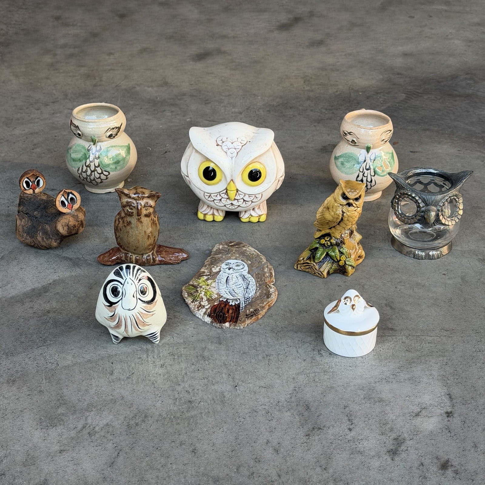 Owl Figurines Lot of 10 - Collectibles Bird Decor Ceramic Vintage