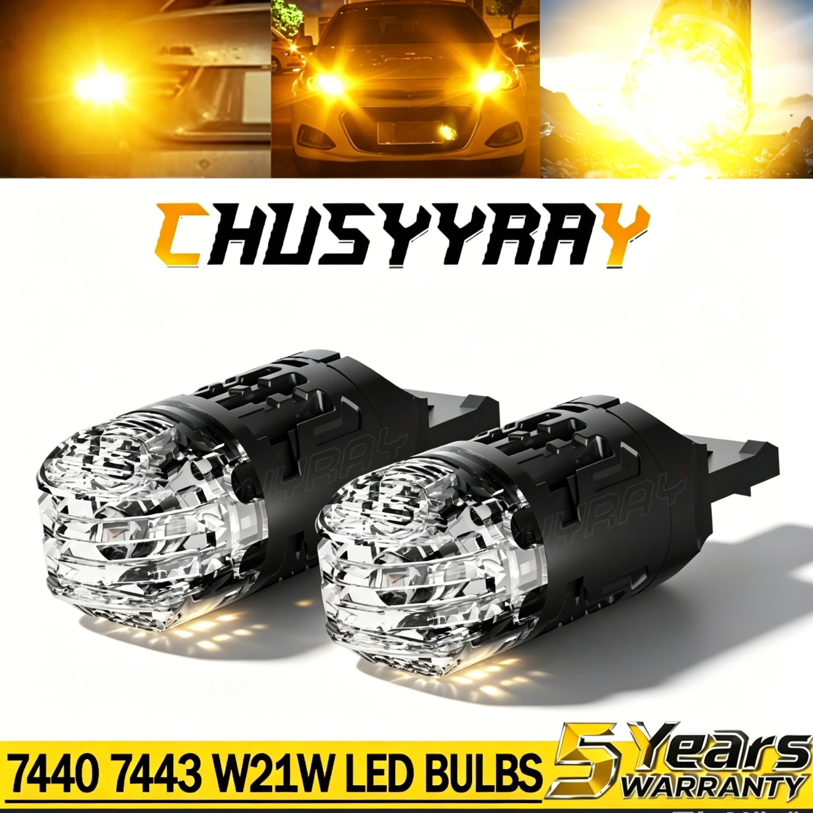 2PCS For Buick Verano 2012-2016 Amber 7443 LED Front Turn Signal Light Bulbs