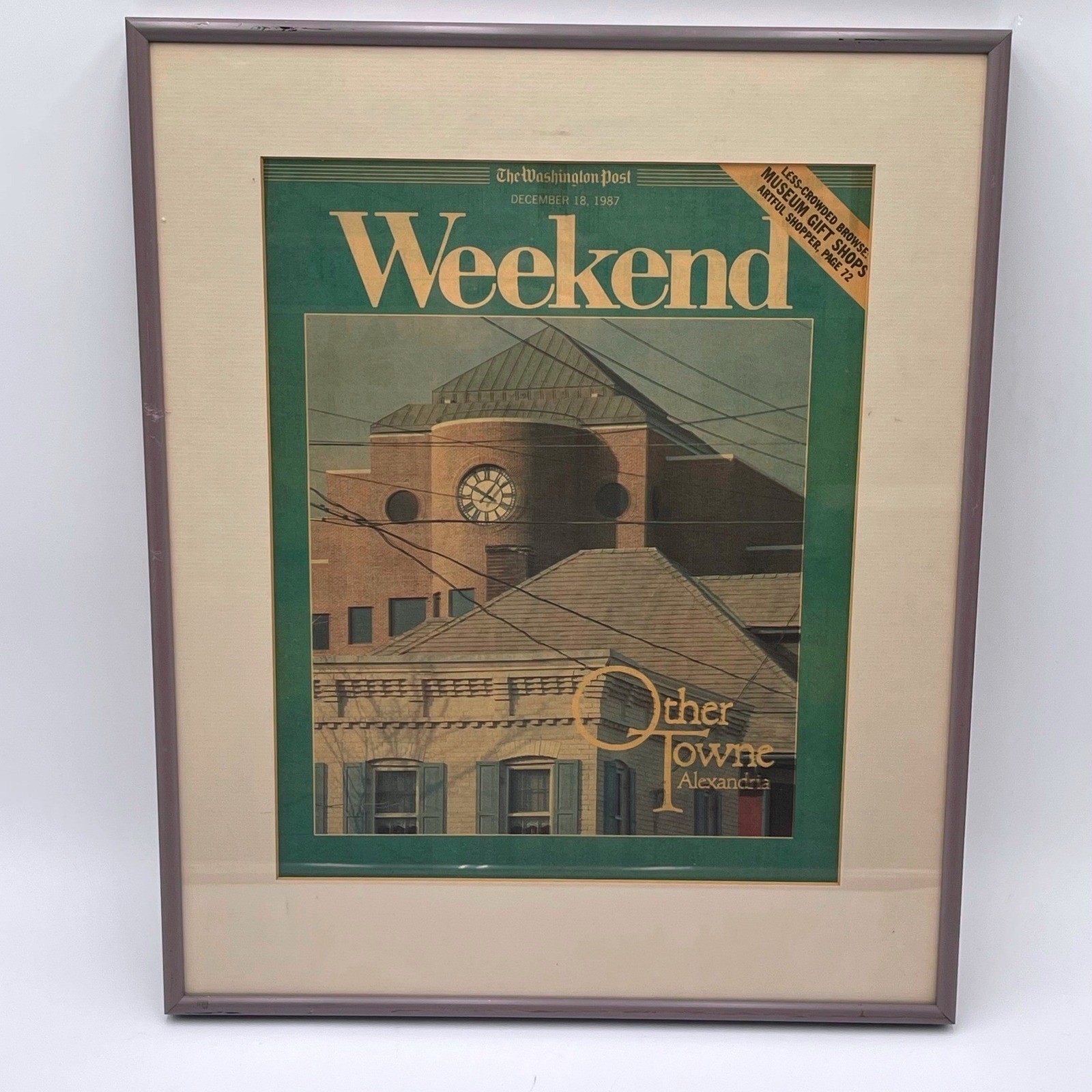 Vintage 1987 Washington Post Weekend Framed Cover Other Towne Alexandria VA Art