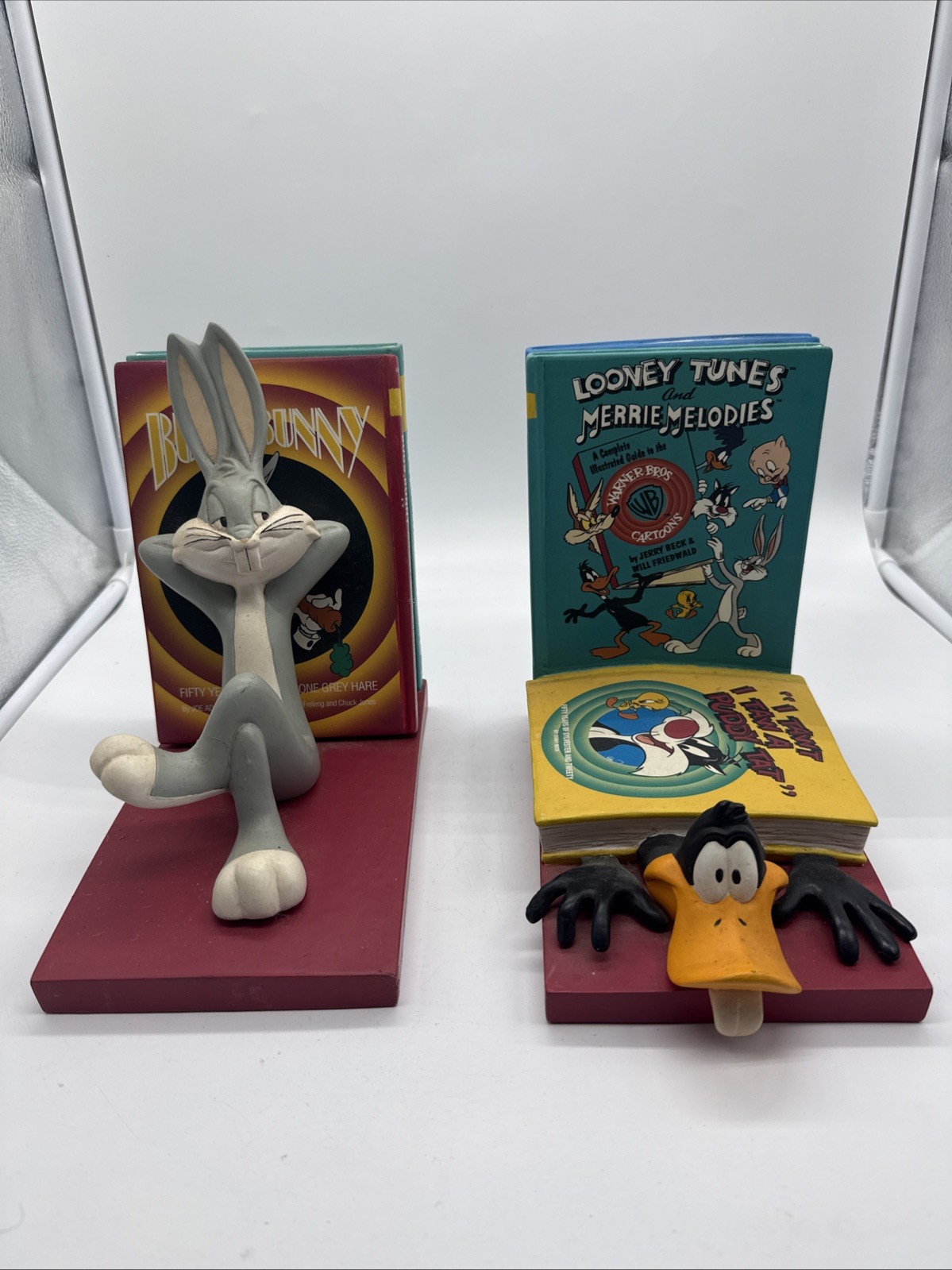 Vintage Looney Tunes Bugs Bunny Daffy Duck Bookends Resin Animation Heavy