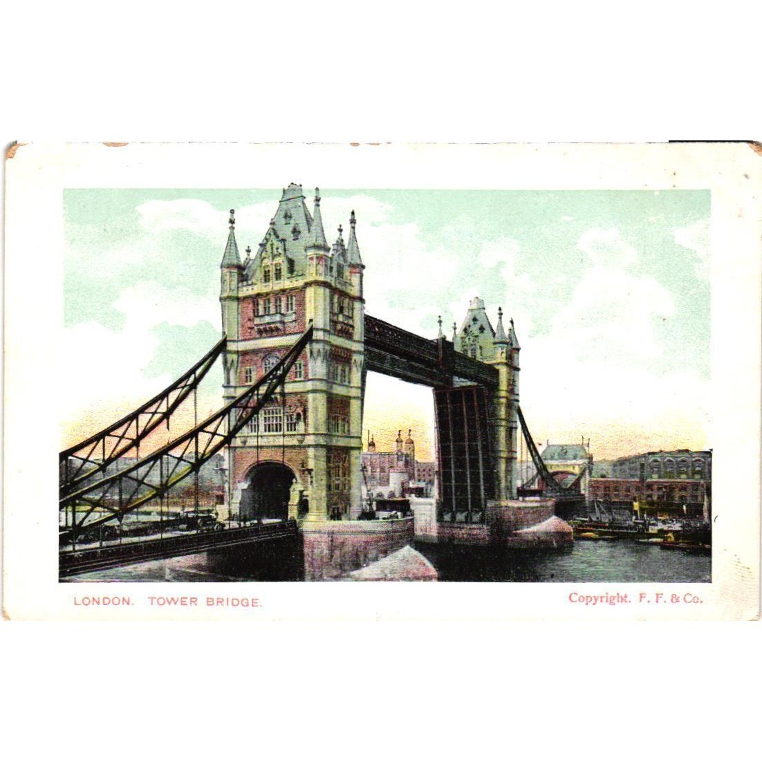 Vintage London Tower Bridge Postcard F. F. & Co. Divided Back Printed in Germany