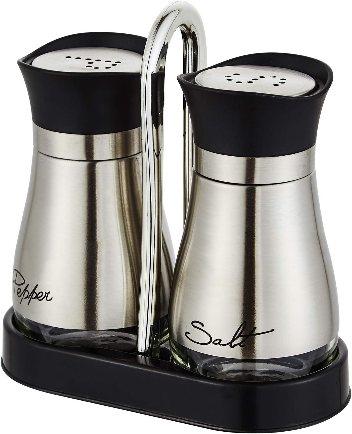Lonffery Salt & Pepper Shakers Set Stainless Steel Glass 2PC Lonffery Salt & Pepper Shakers Set Stainless Steel Glass 2PC