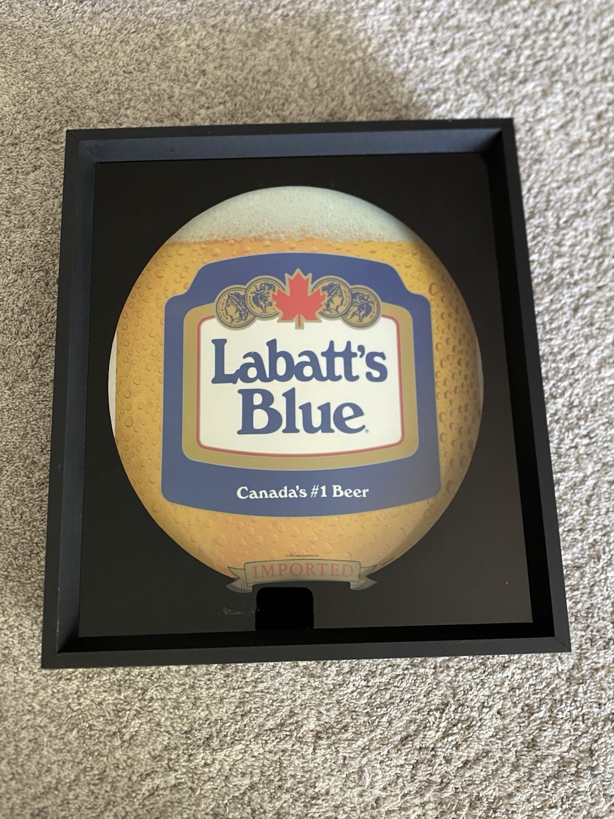 VTG Labatt’s Blue Light Up Advertising Glass Wood Frame Sign 1990 16” x 14” Beer VTG Labatt’s Blue Light Up Advertising Glass Wood Frame Sign 1990 16” x 14” Beer