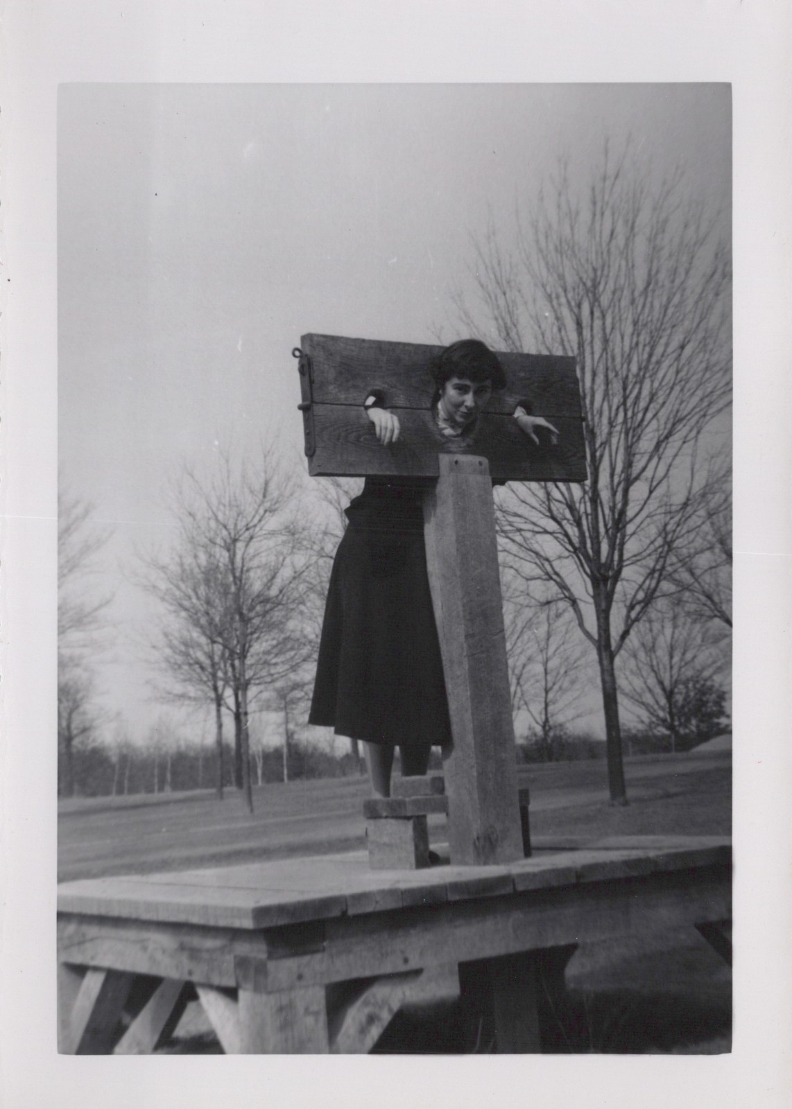 Woman in Pillory Stocks Colonial Punishment Funny Odd Historic VINTAGE PHOTO Woman in Pillory Stocks Colonial Punishment Funny Odd Historic VINTAGE PHOTO