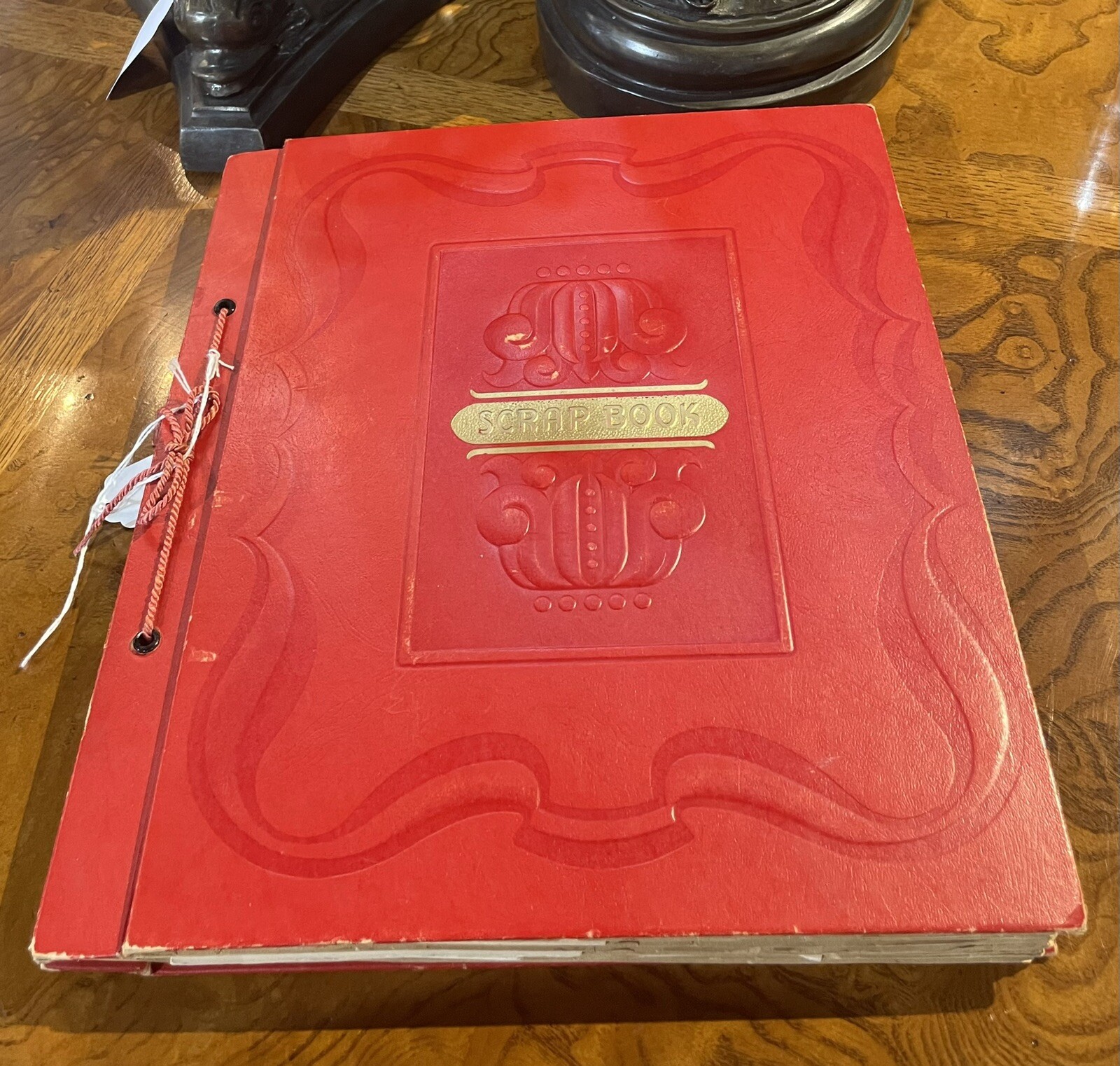 Antique Red Embossed Scrap Bk 22 pgs Graduation,Confirmation Greeting Cards,Note