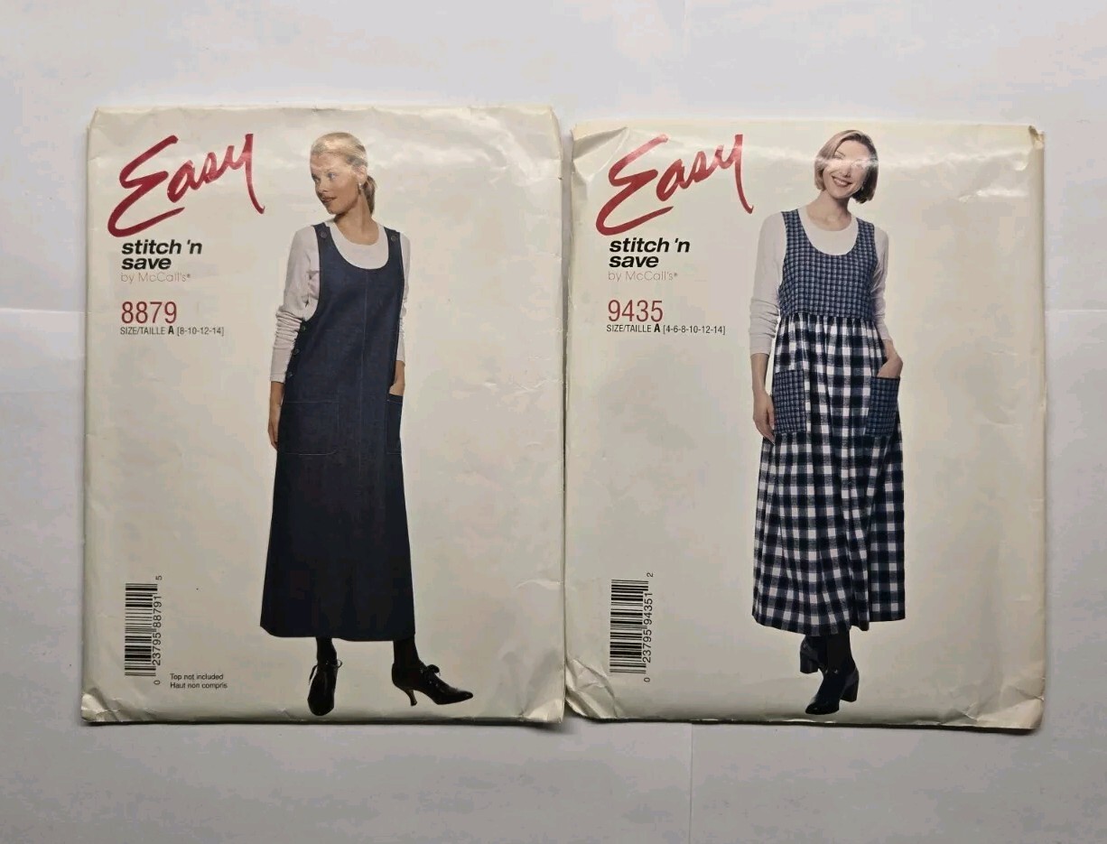 McCall's Easy Pattern #9435 & #8879 Misses' Jumper Dress Sizes 8-14 UNCUT McCall's Easy Pattern #9435 & #8879 Misses' Jumper Dress Sizes 8-14 UNCUT