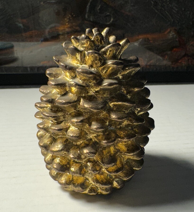Vintage Department 56 Metal Pinecone Christmas Trees Paperweights Village