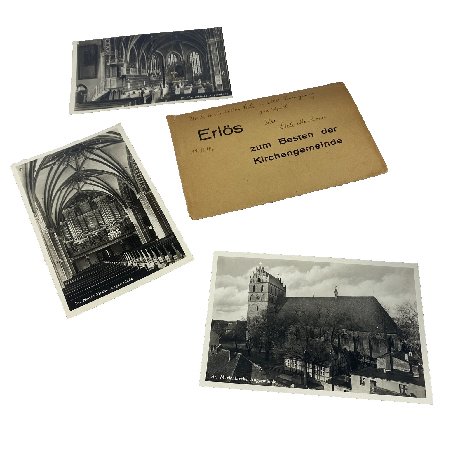 Vintage 1940s St Marienkirche Angermünde Germany Photo Postcards Lot Envelope