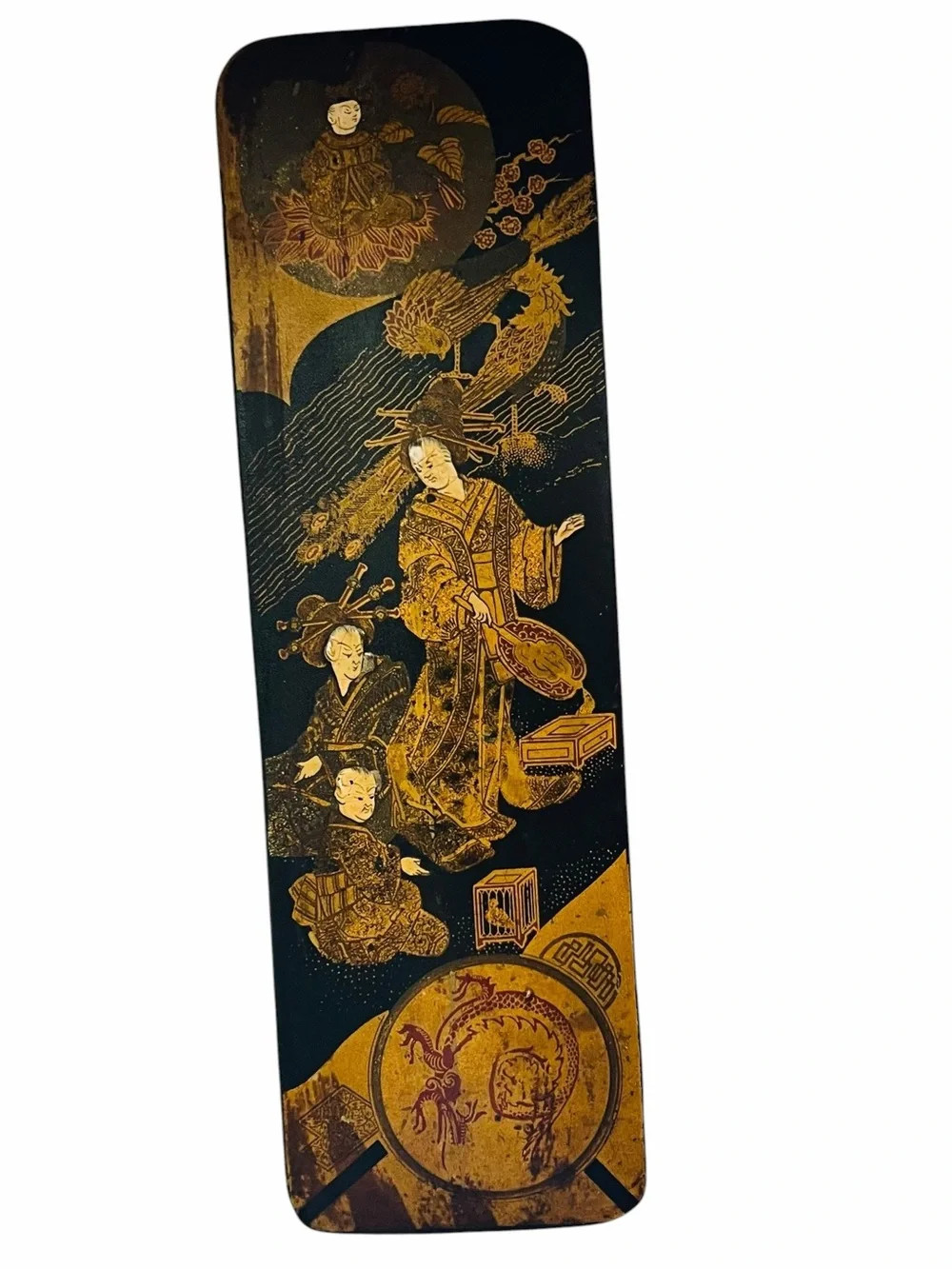 Vintage Asian Gold Black Lacquer Box