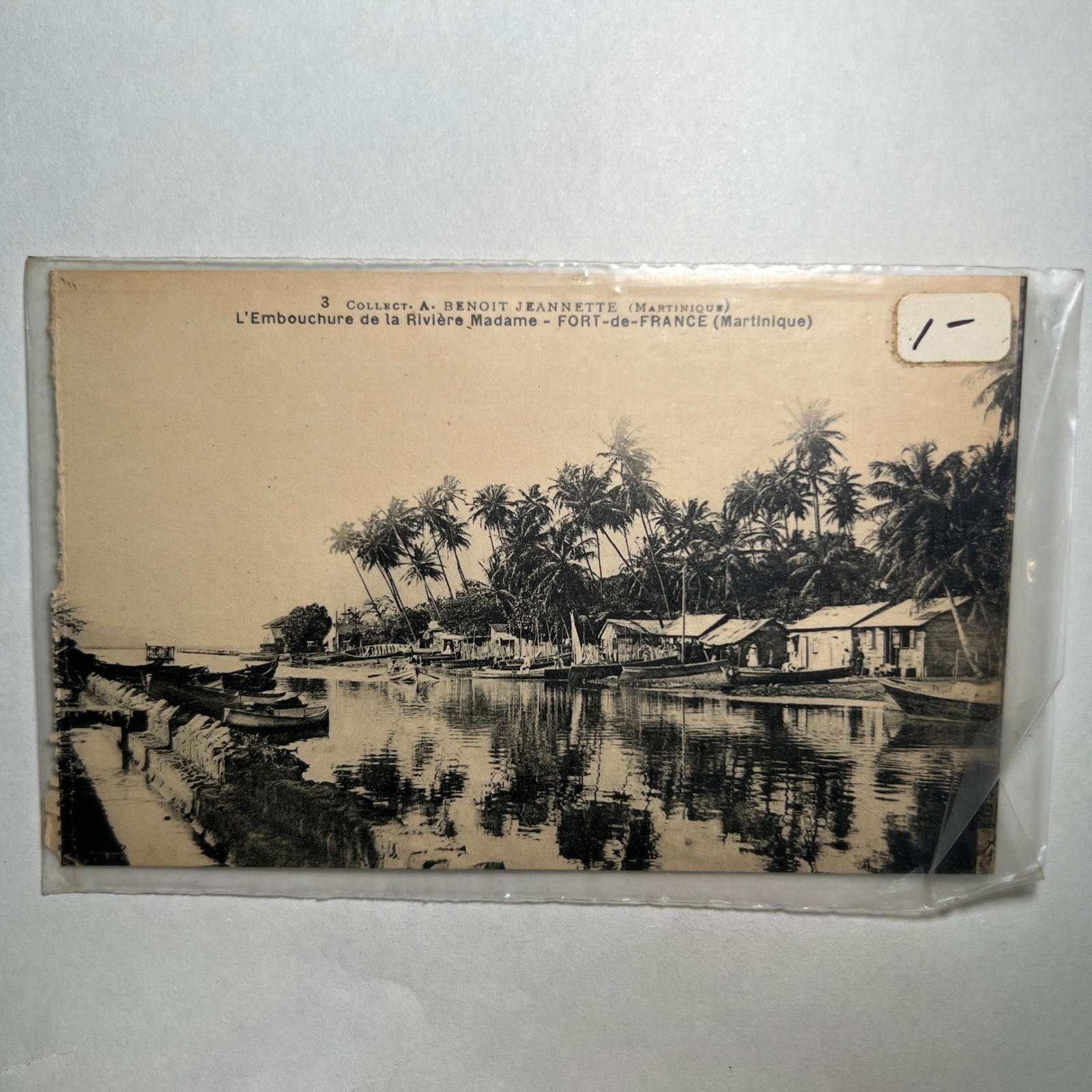 1920s VTG RPPC Postcard Fort De France Martinique Riviere Madame Boats Palm Tree
