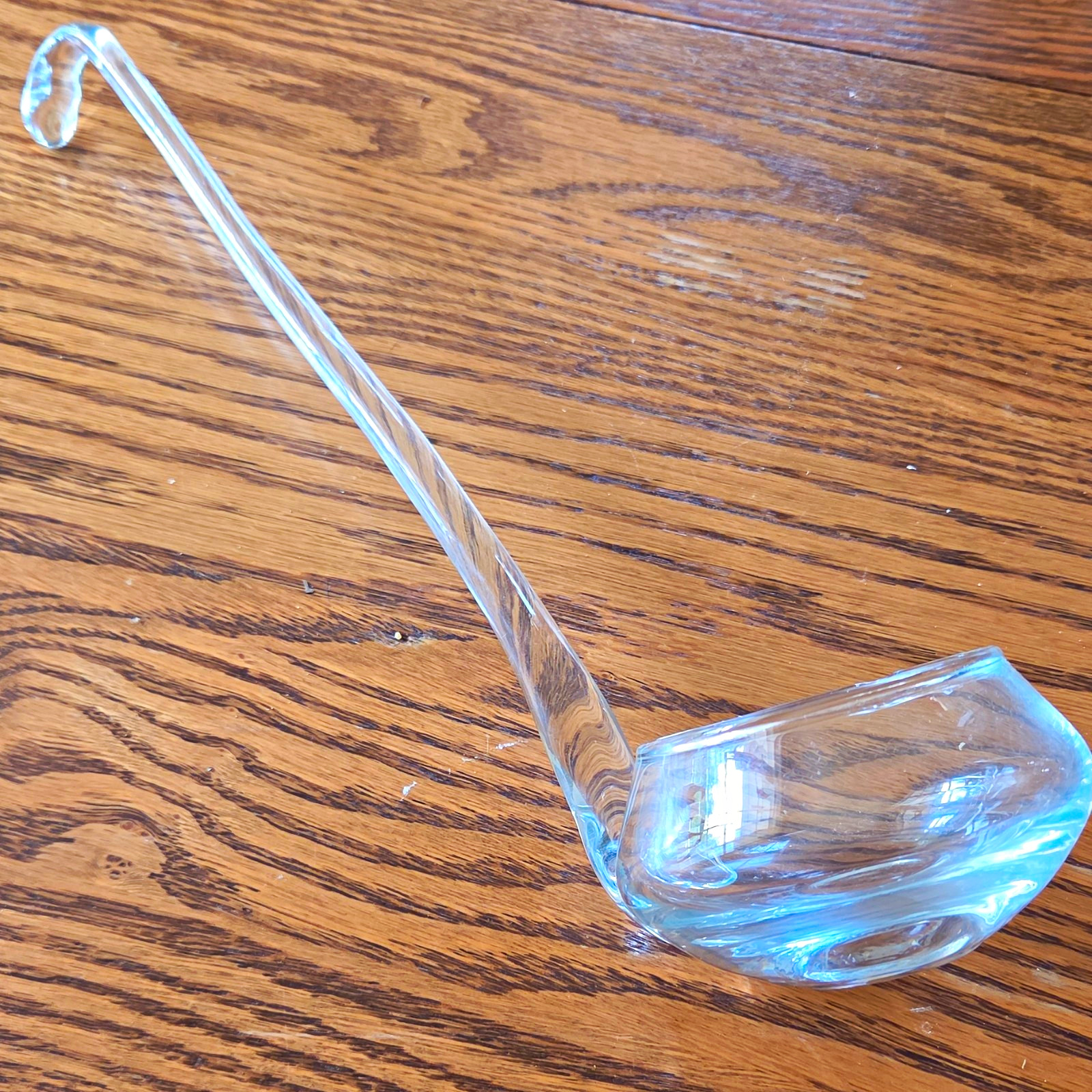 Antique Clear Glass  Ladle 13 in Long, Glass Handle With Pour Spout