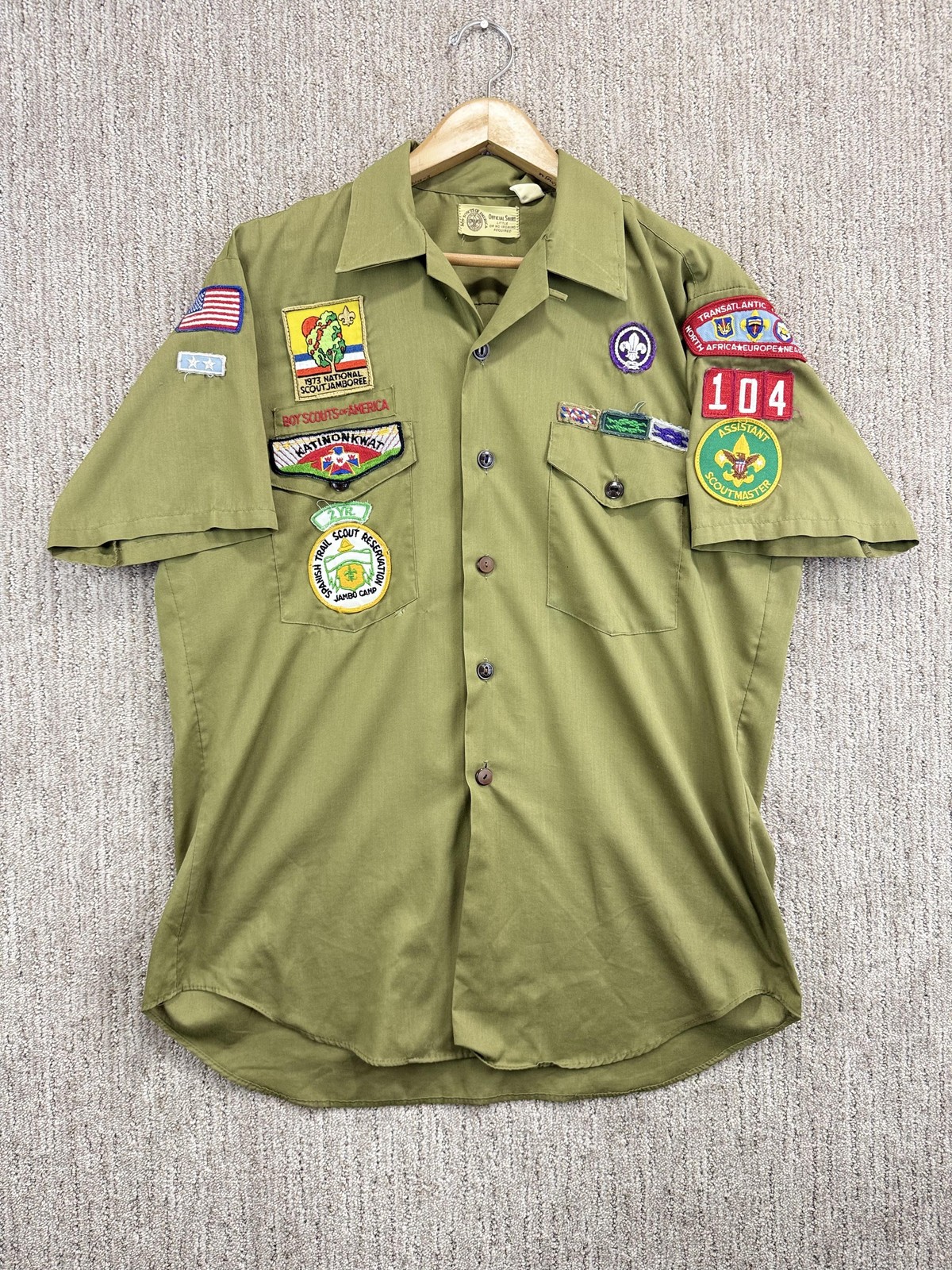 Vtg BSA Transatlantic Council Scout Shirt Troop 104 Assistant Scoutmaster 1970s