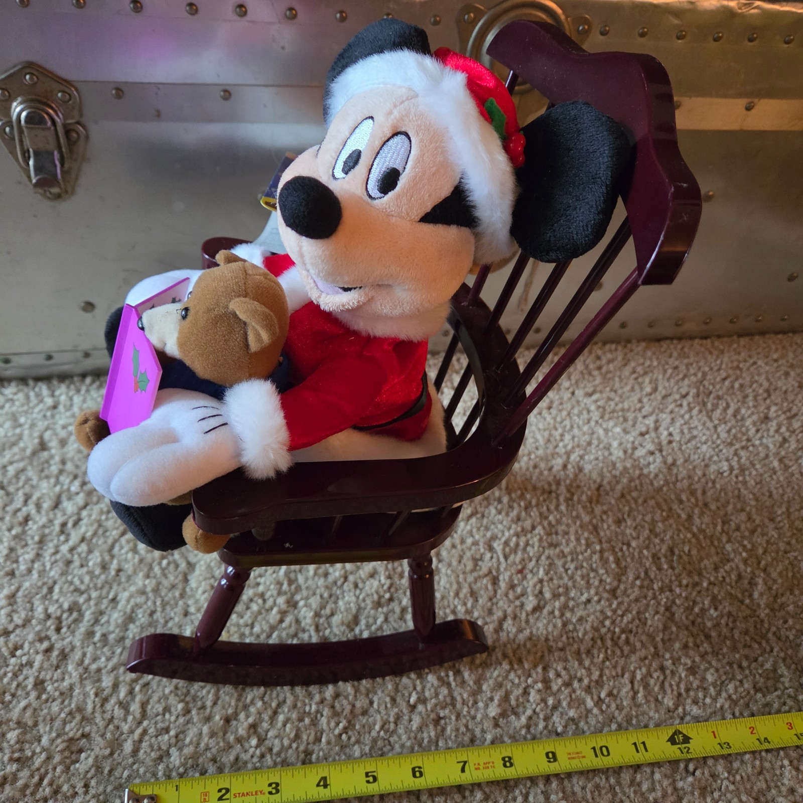 VTG Gemmy Disney Santa Mickey Mouse Rocking Chair Christmas Plush Bear Animated 