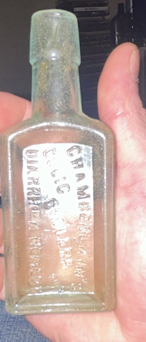 Clear Embossed Glass Medicine Bottle, Clear Color