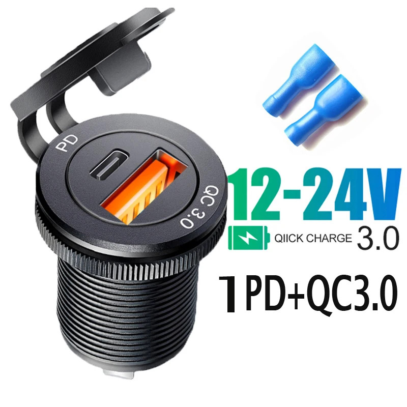 Fiuzd USB C Car Charger Socket PD QC3.0 Super Fast 12V/24V for Audi ATV