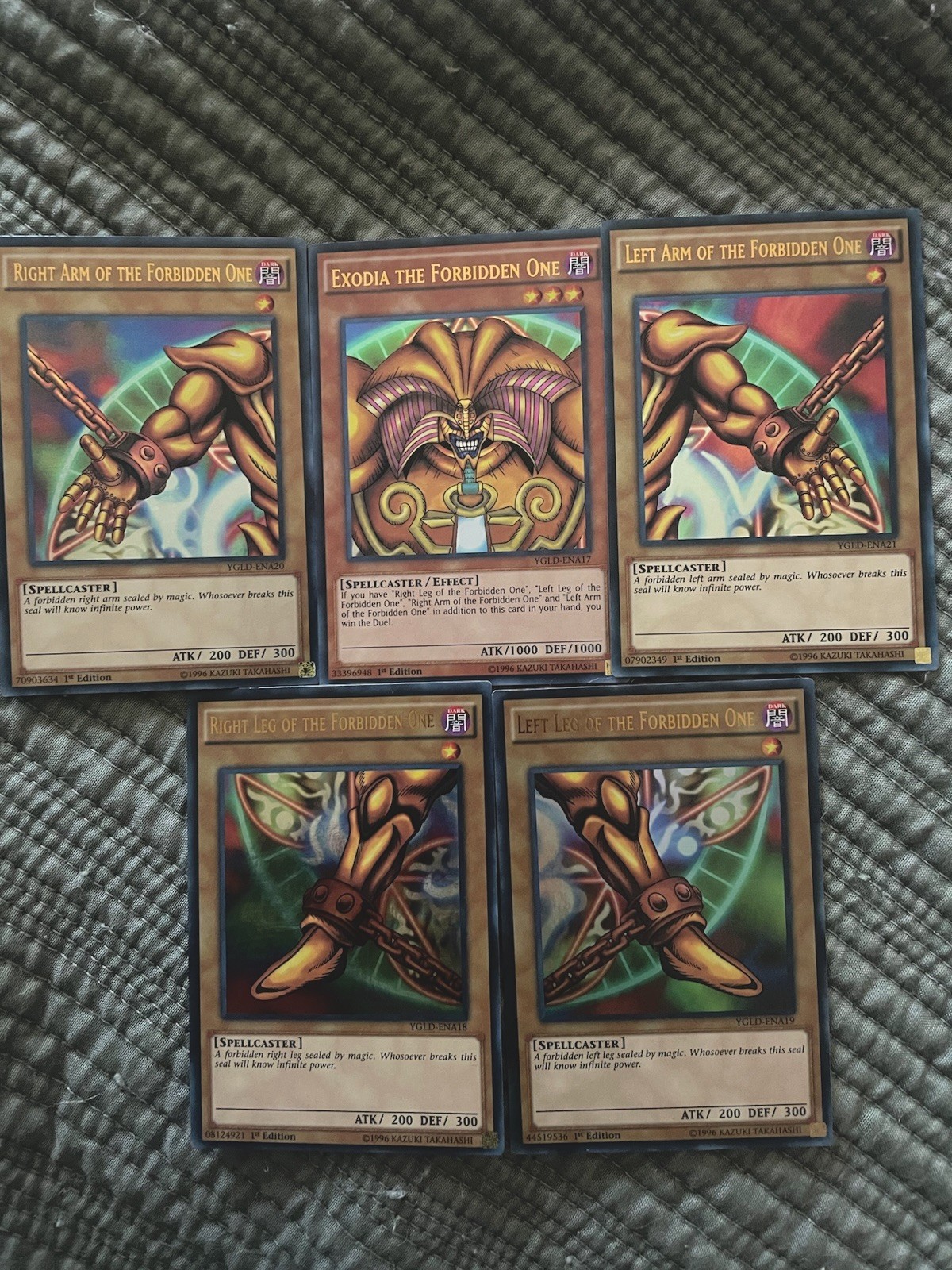 YuGiOh Exodia the Forbidden One Full Set, 1st Edition, Holographic, Near Mint